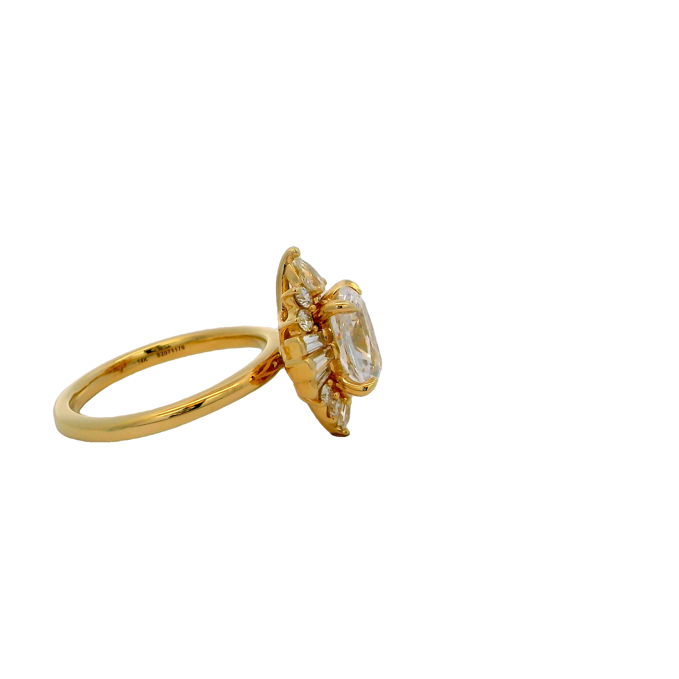 14k Yellow Gold Modern Halo Diamond Engagement Ring
