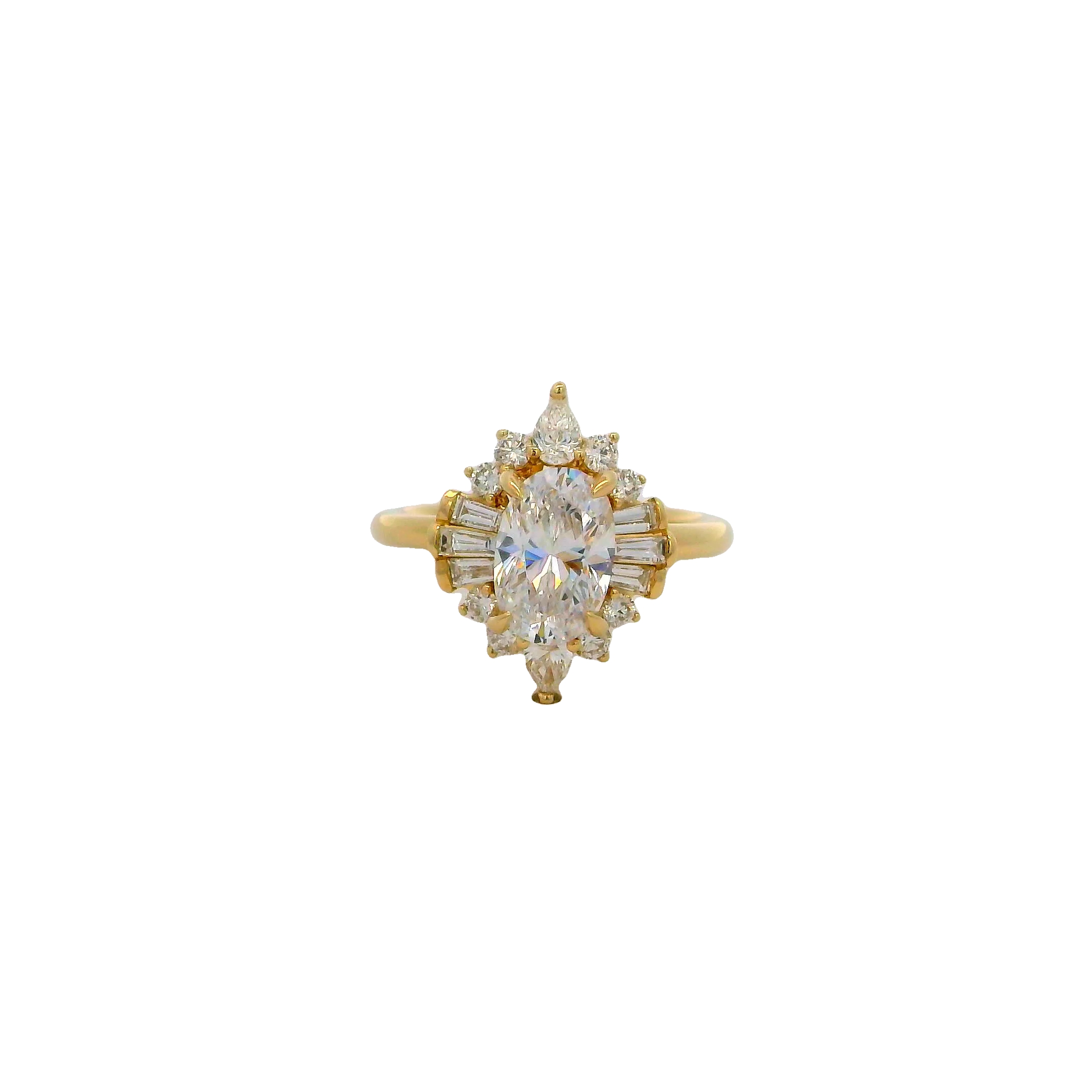 14k Yellow Gold Modern Halo Diamond Engagement Ring