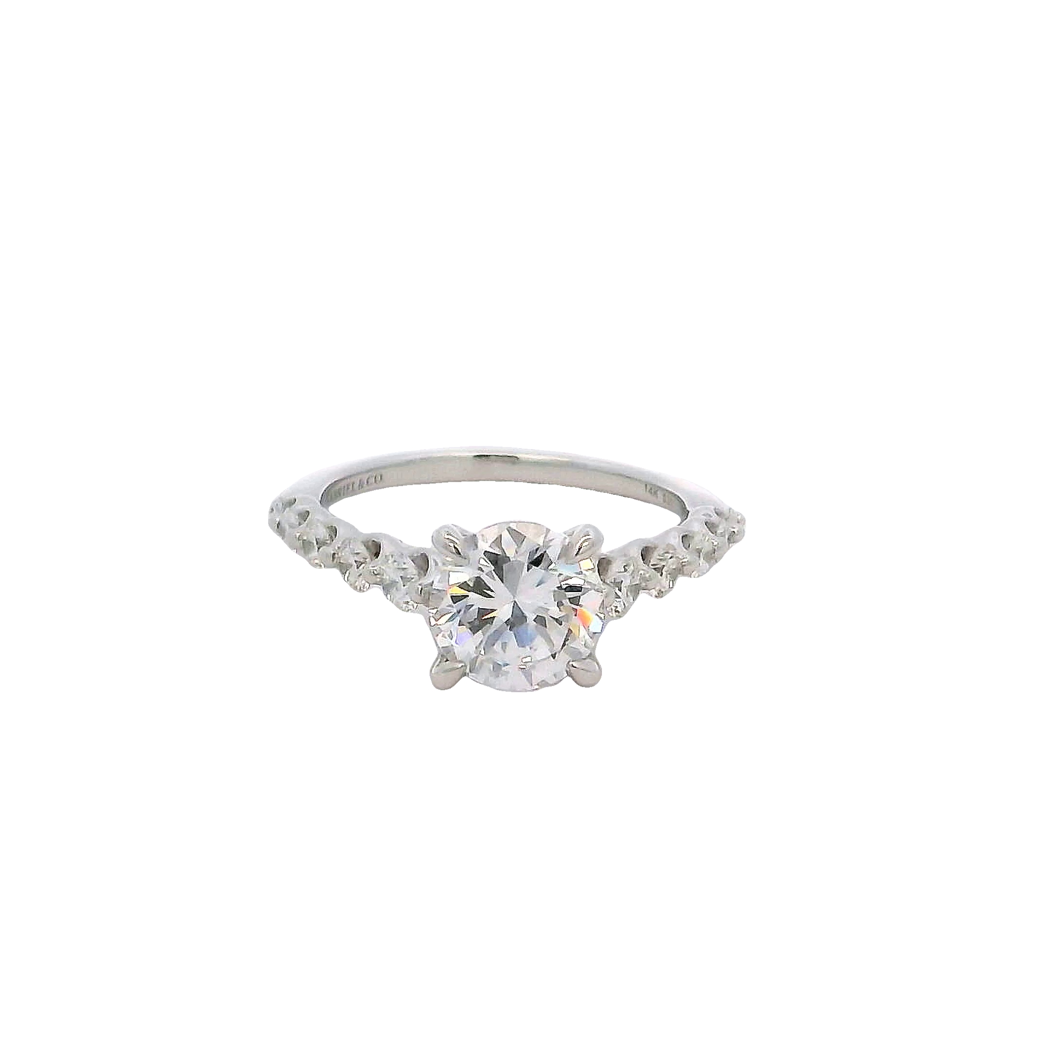 14k White Gold Single Prong Diamond Engagement Ring