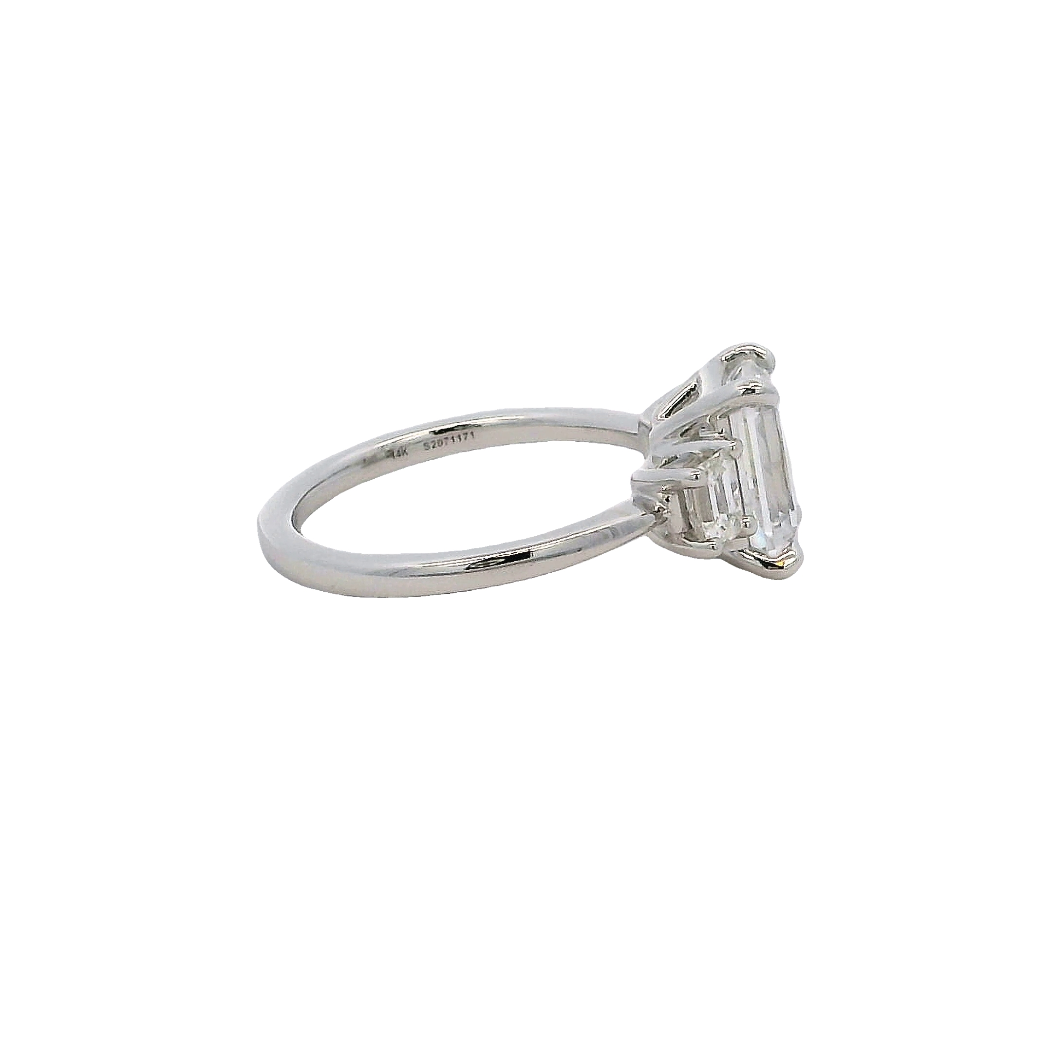 14k White Gold 3 Stone Diamond Engagement Ring