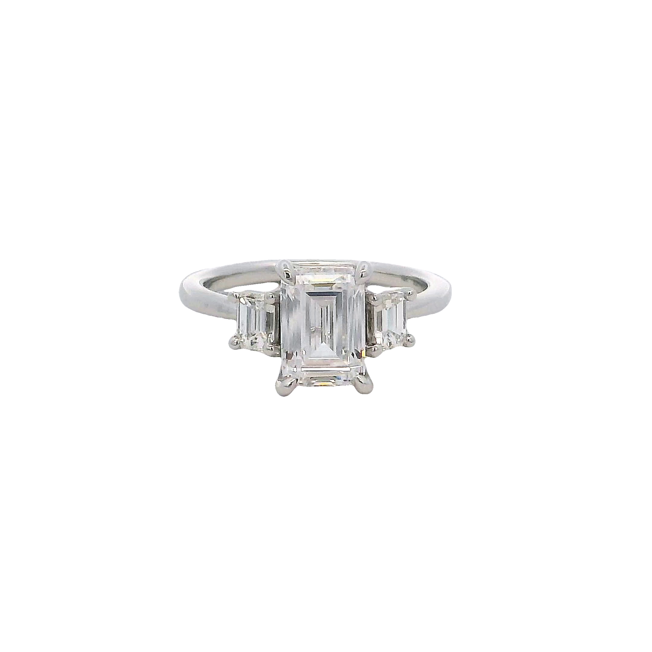 14k White Gold 3 Stone Diamond Engagement Ring
