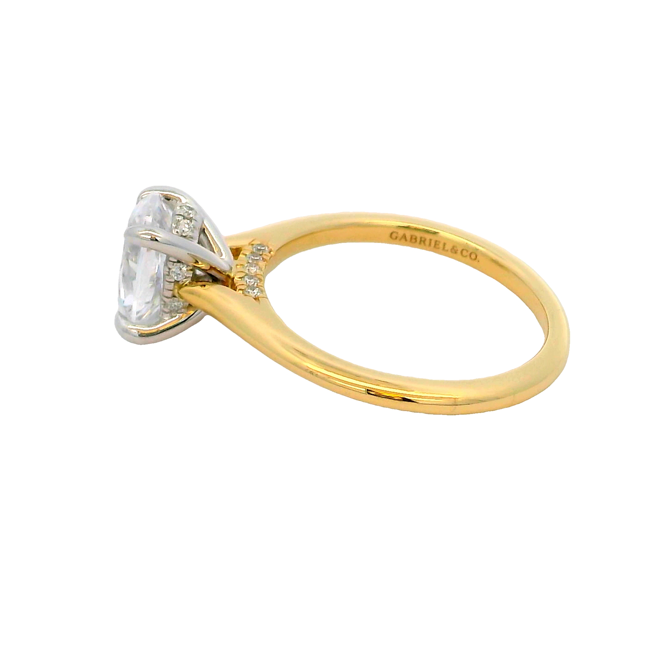14k Yellow Gold Hidden Halo Diamond Engagement Ring