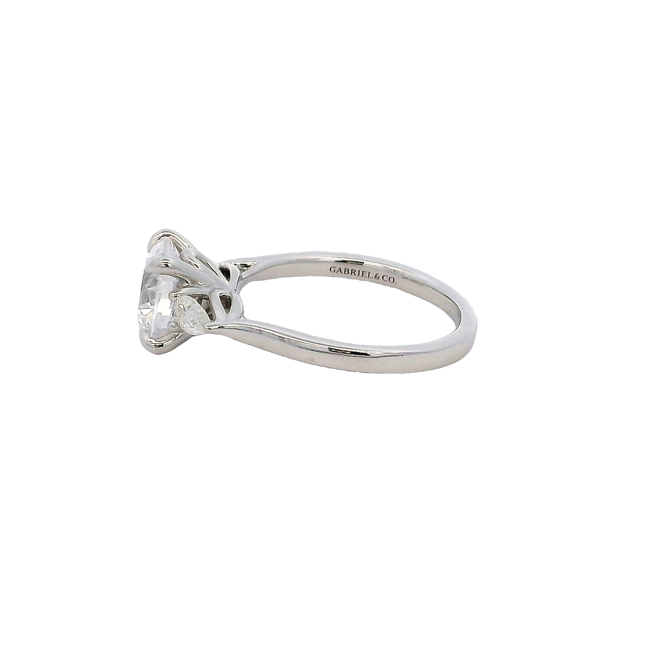 14k White Gold 3 Stone Diamond Engagement Ring