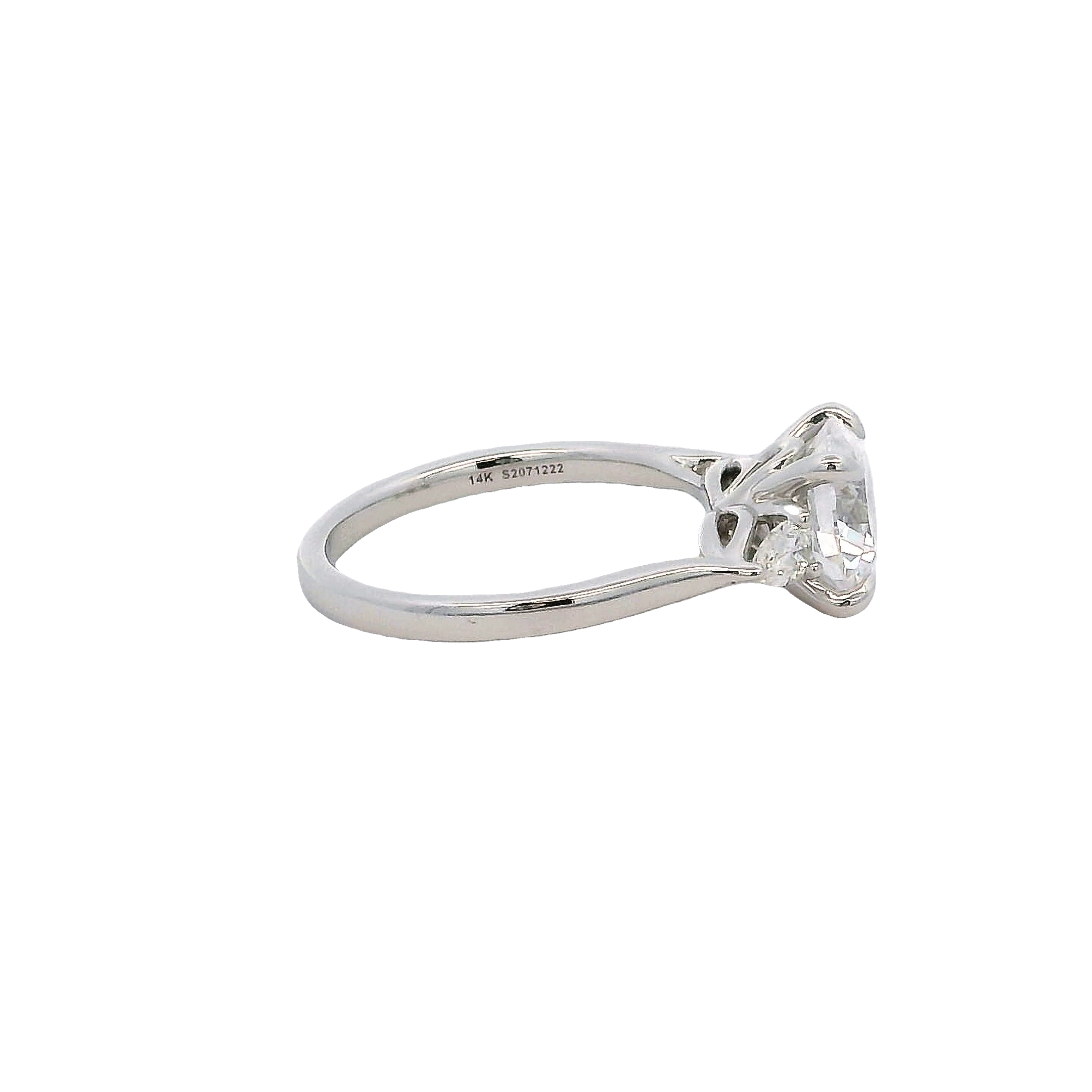 14k White Gold 3 Stone Diamond Engagement Ring