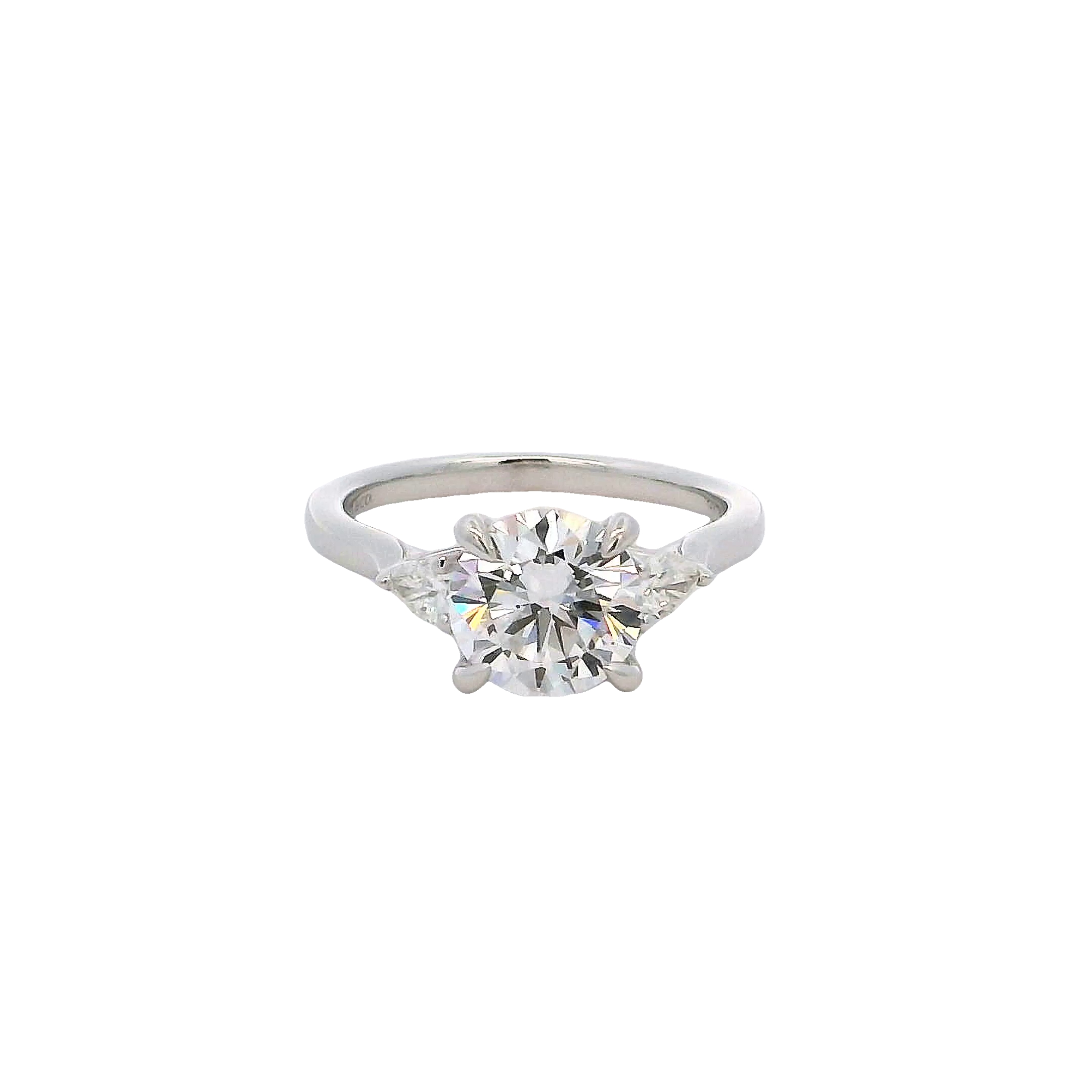 14k White Gold 3 Stone Diamond Engagement Ring