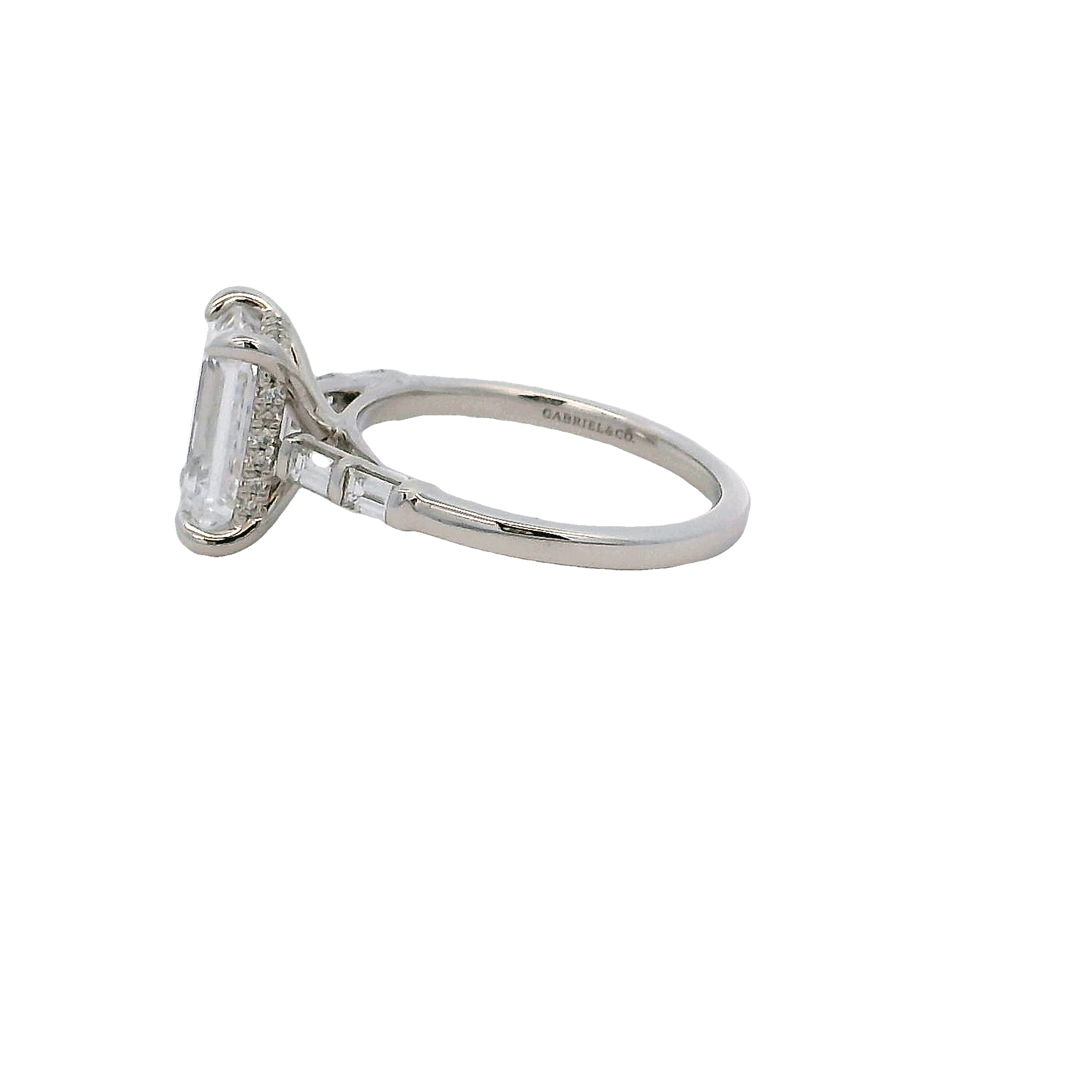 14k White Gold Hidden Halo Diamond Engagement Ring