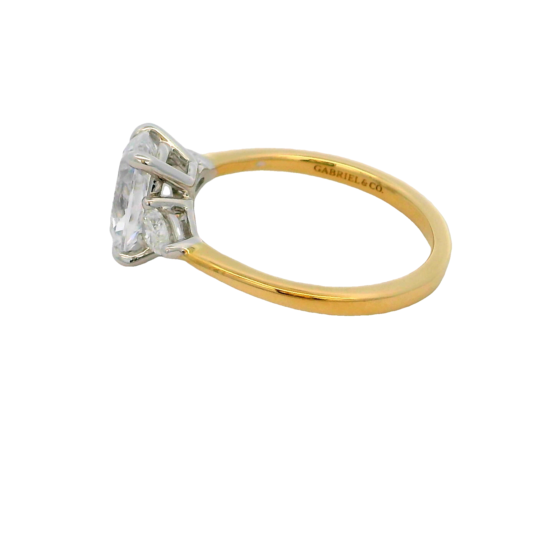 14k Yellow Gold Three Stone Diamond Engagement Ring