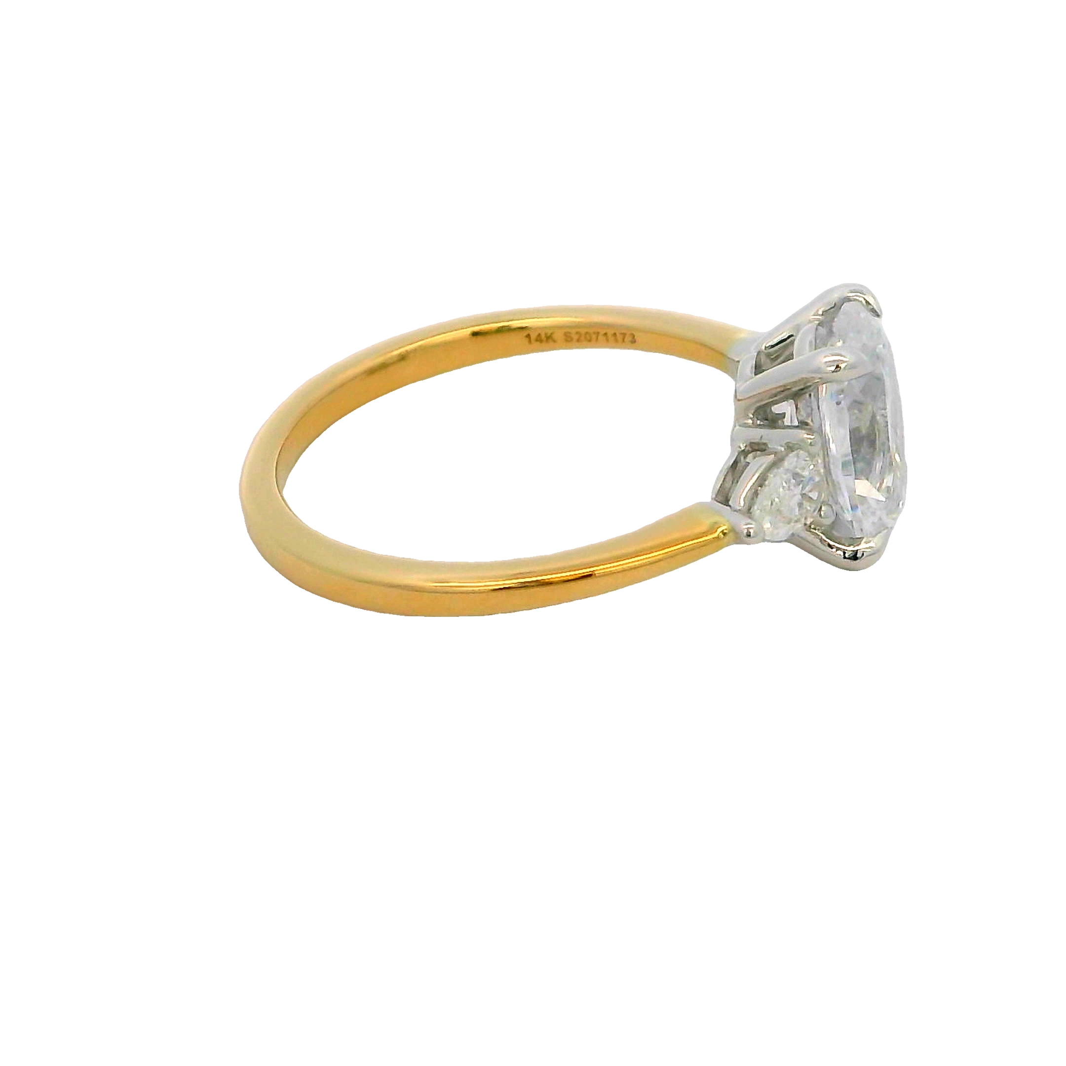 14k Yellow Gold Three Stone Diamond Engagement Ring