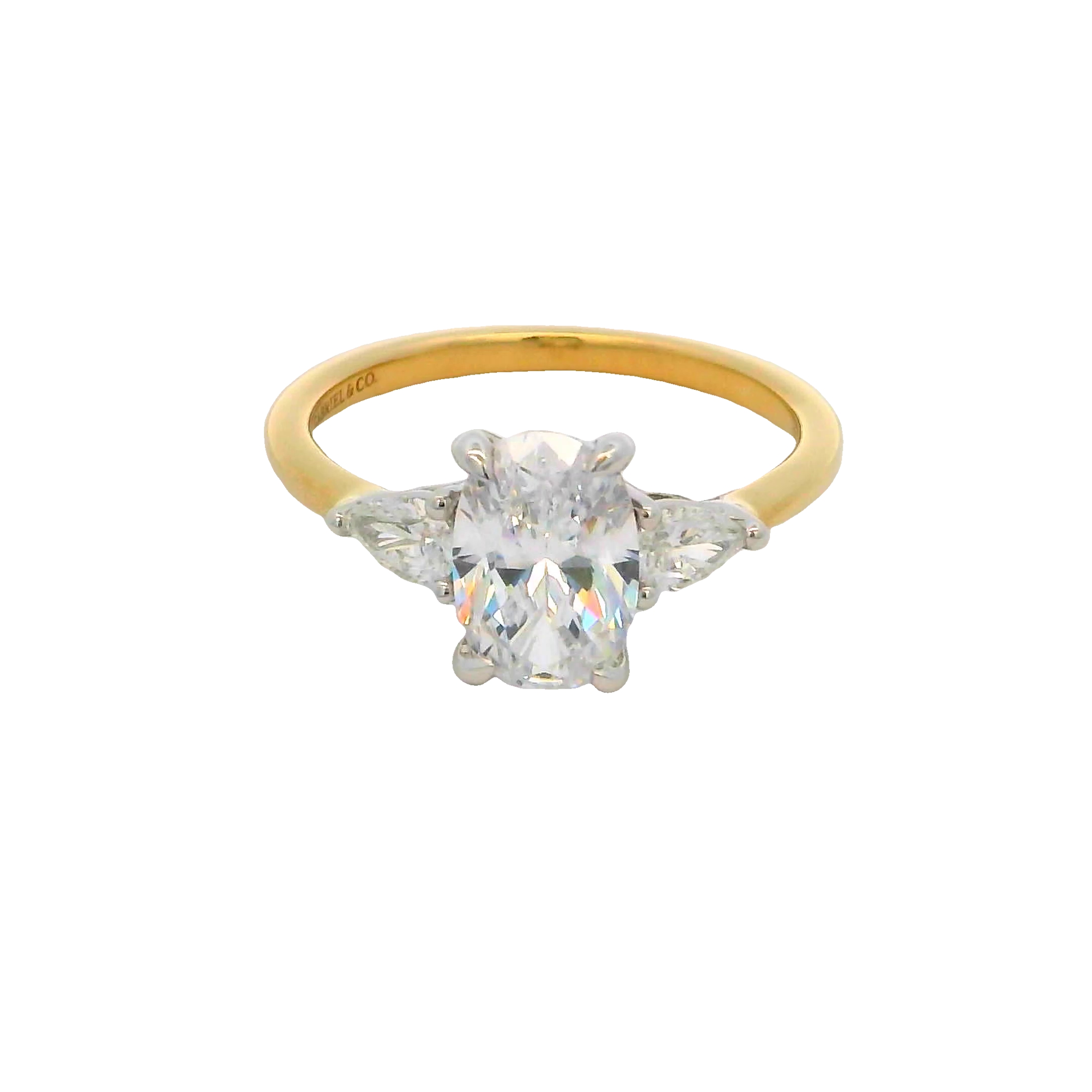 14k Yellow Gold Three Stone Diamond Engagement Ring