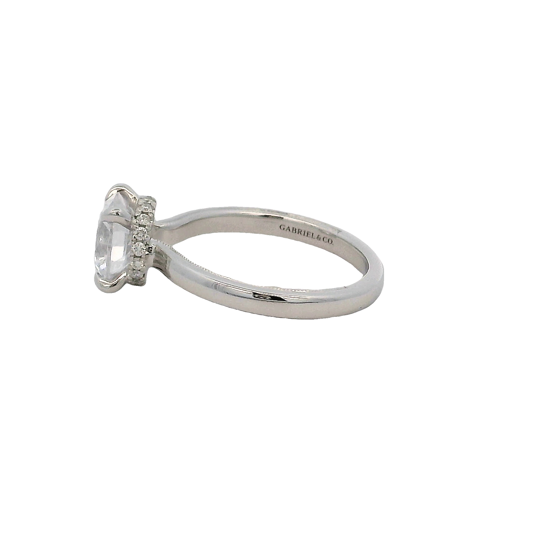 14k White Gold Hidden Halo Diamond Engagement Ring