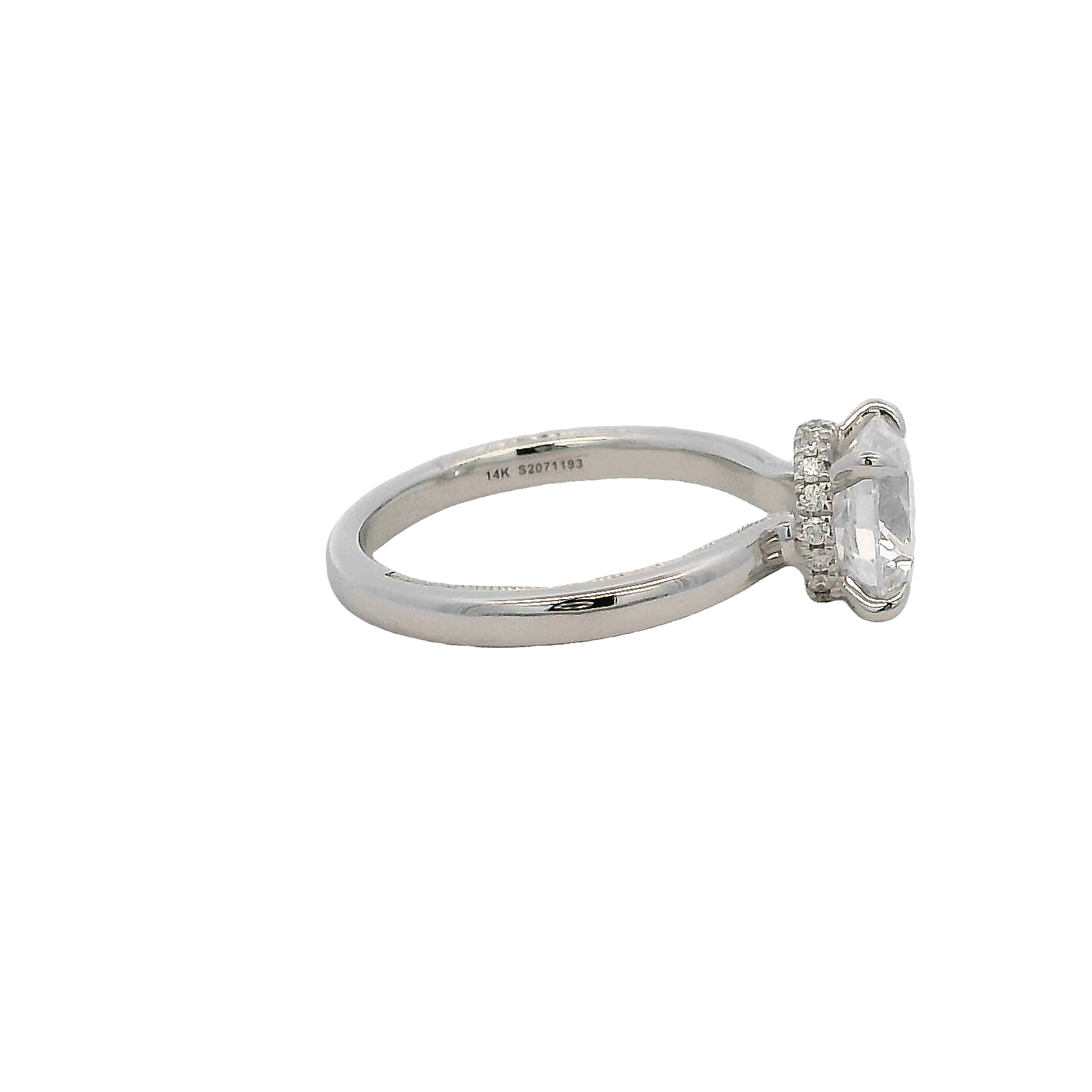 14k White Gold Hidden Halo Diamond Engagement Ring
