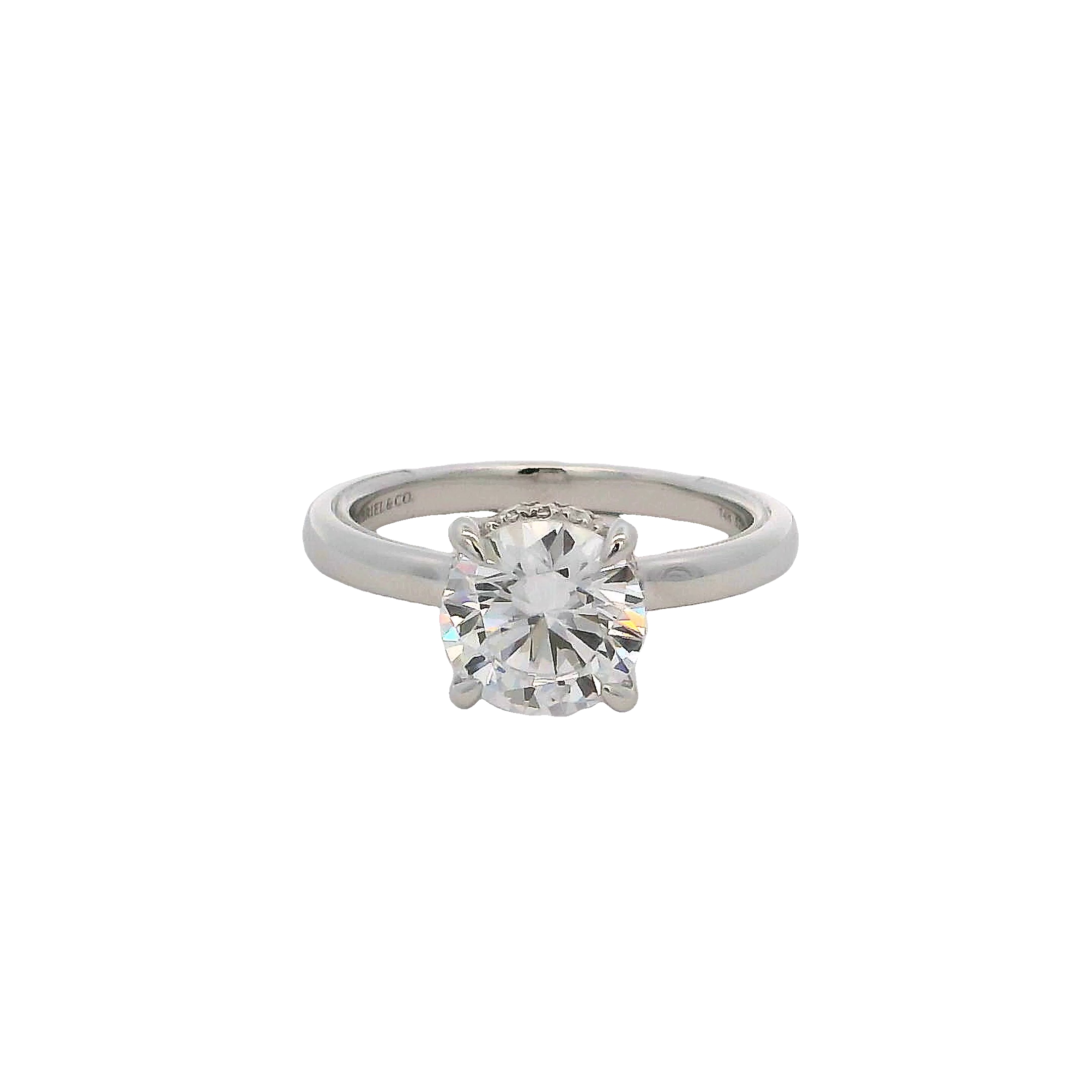 14k White Gold Hidden Halo Diamond Engagement Ring