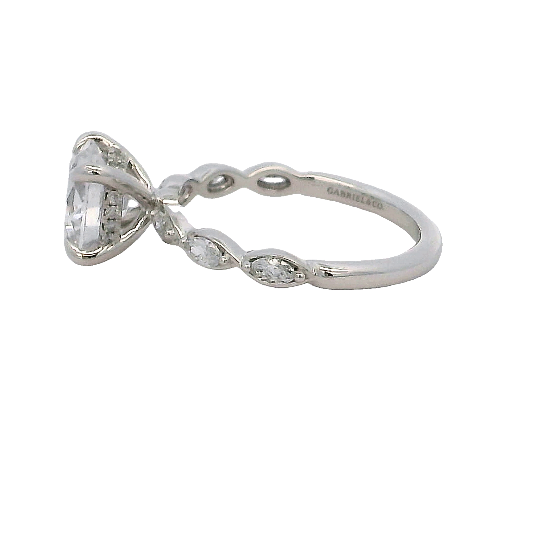 14k White Gold Hidden Halo Diamond Engagement Ring