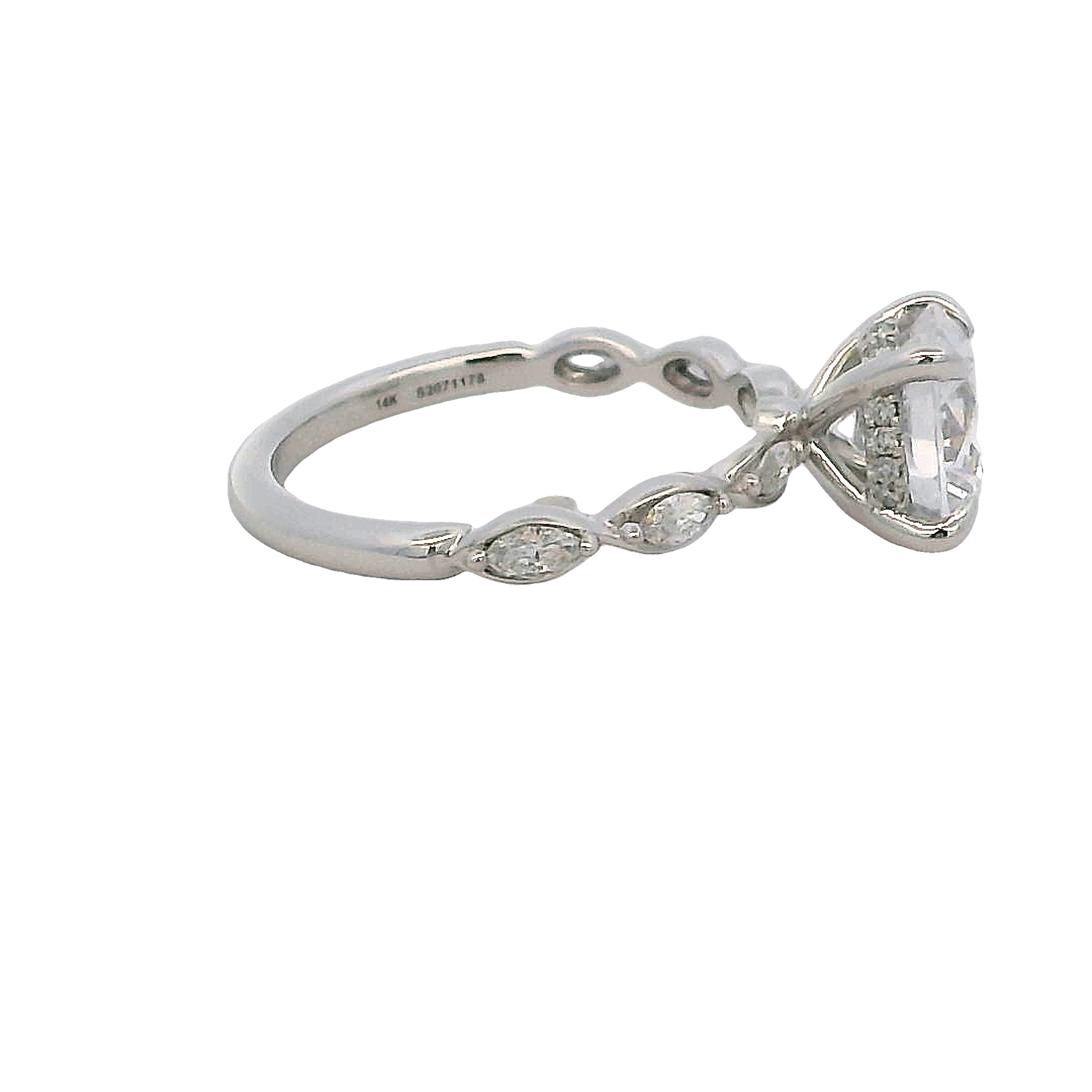 14k White Gold Hidden Halo Diamond Engagement Ring