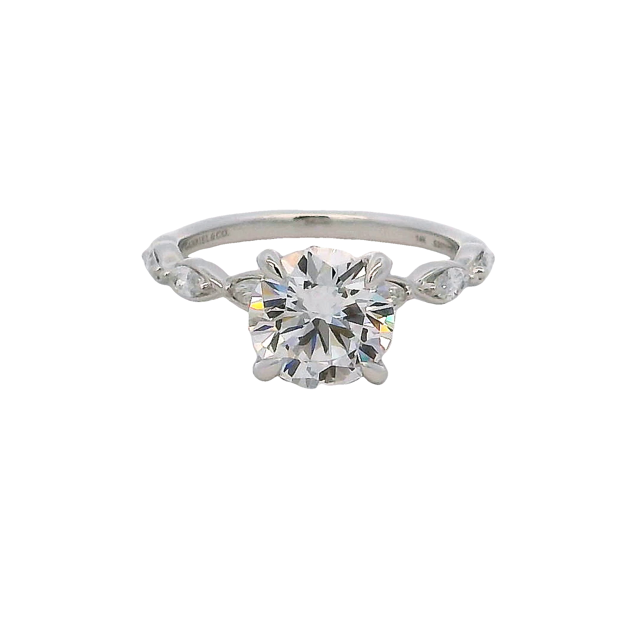 14k White Gold Hidden Halo Diamond Engagement Ring