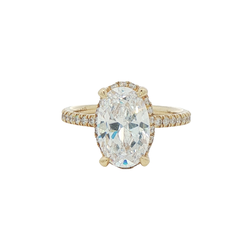 14k Yellow Gold Hidden Halo Engagement Ring