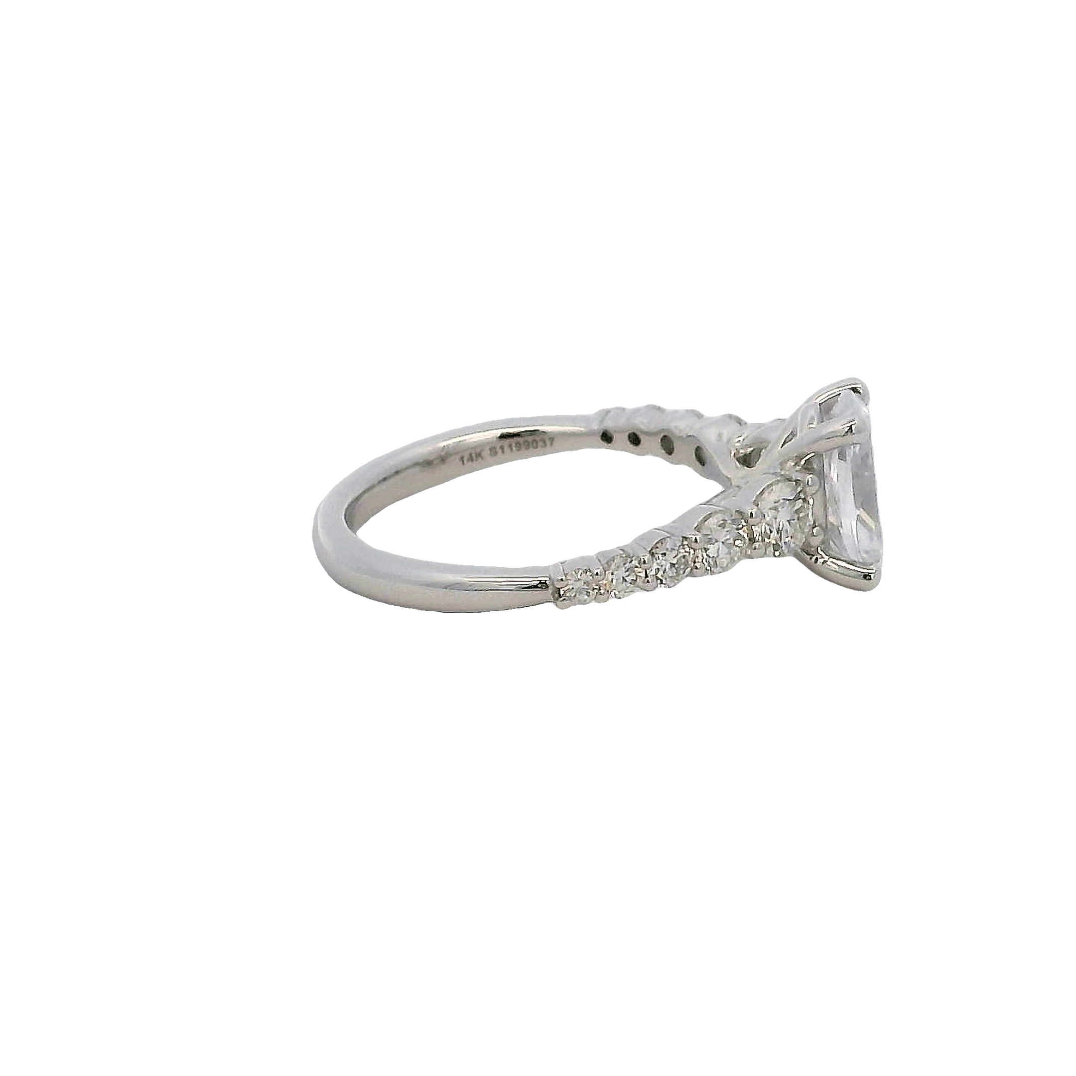 14k White Gold Pave Diamond Engagement Ring