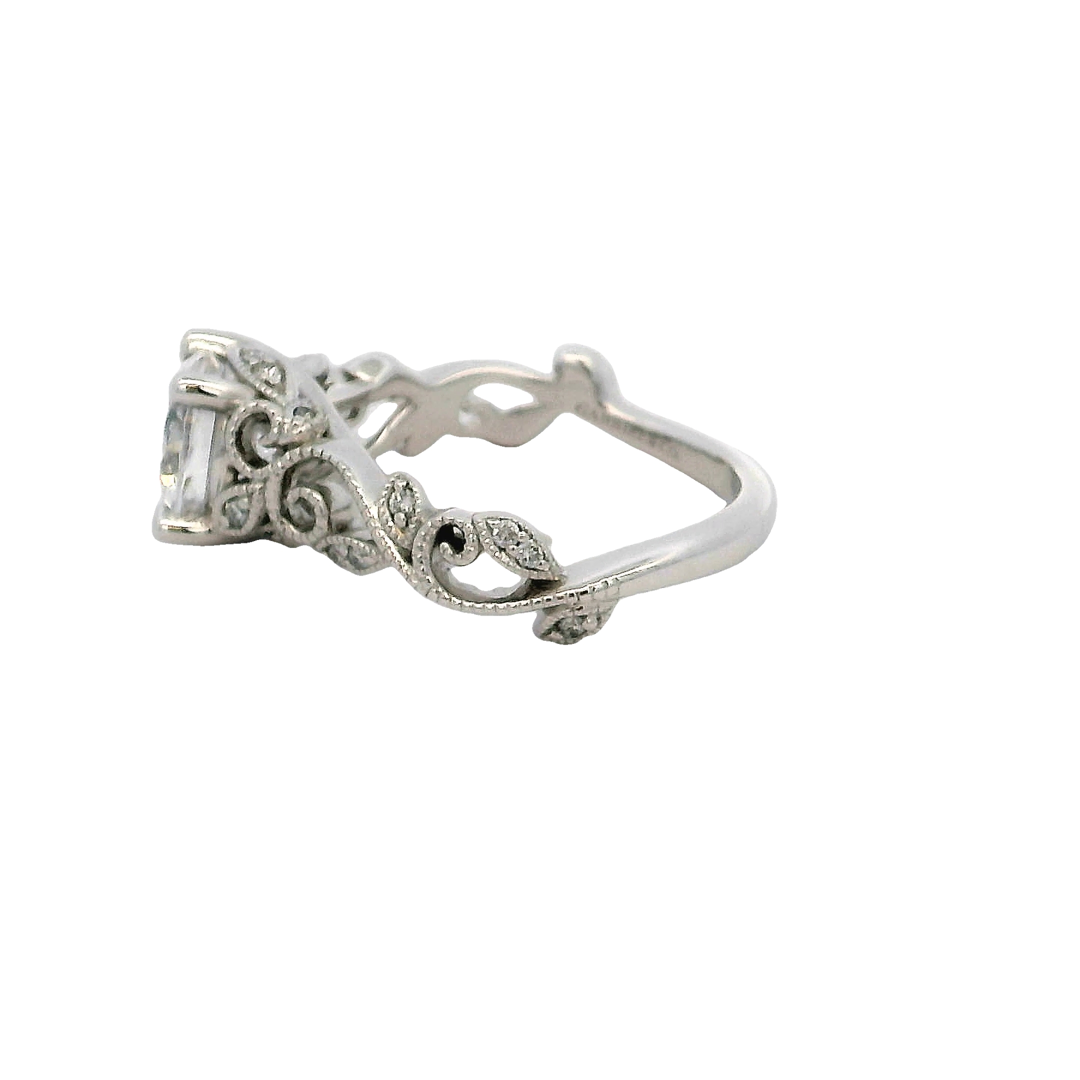 14k White Gold Vintage Inspired Diamond Engagement Ring
