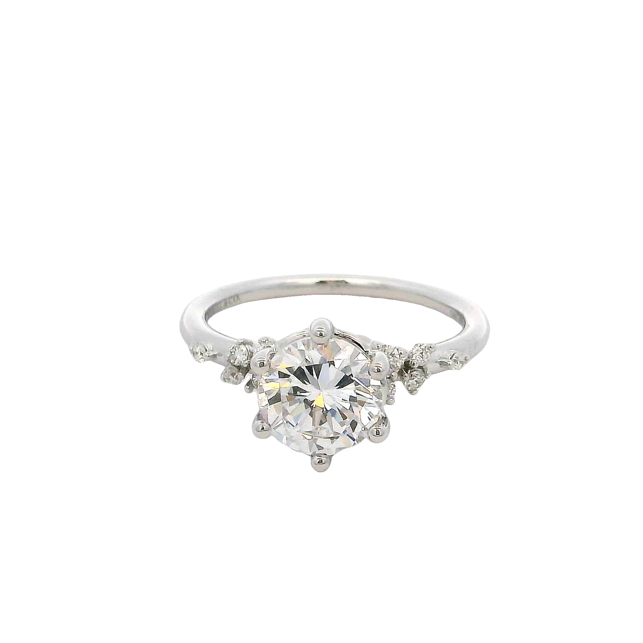 14k White Gold Cluster Diamond Engagement Ring