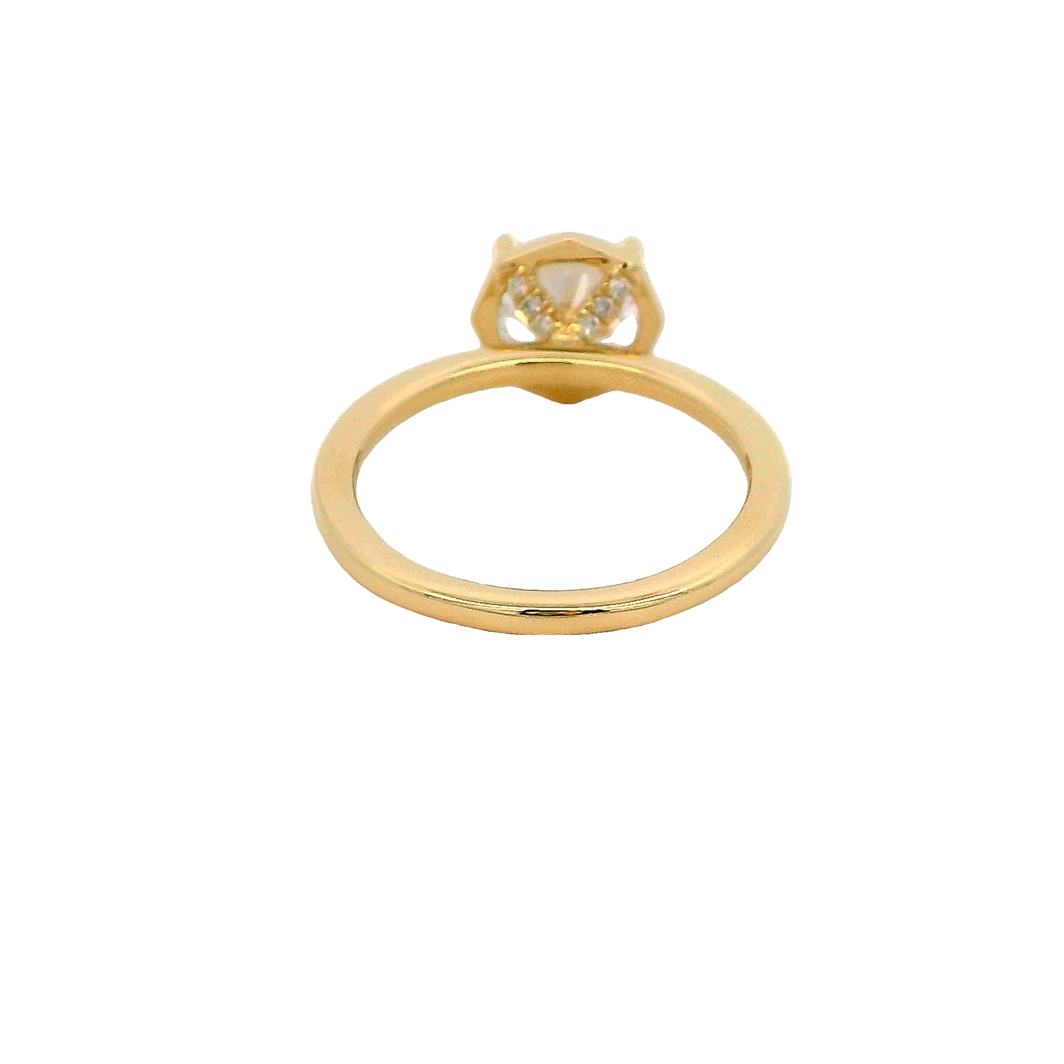 Lady's Yellow 14 Karat Solitaire Small Accents Ring Size 6.5 12 = 0.06tw Round Brilliant G Vs Diamonds