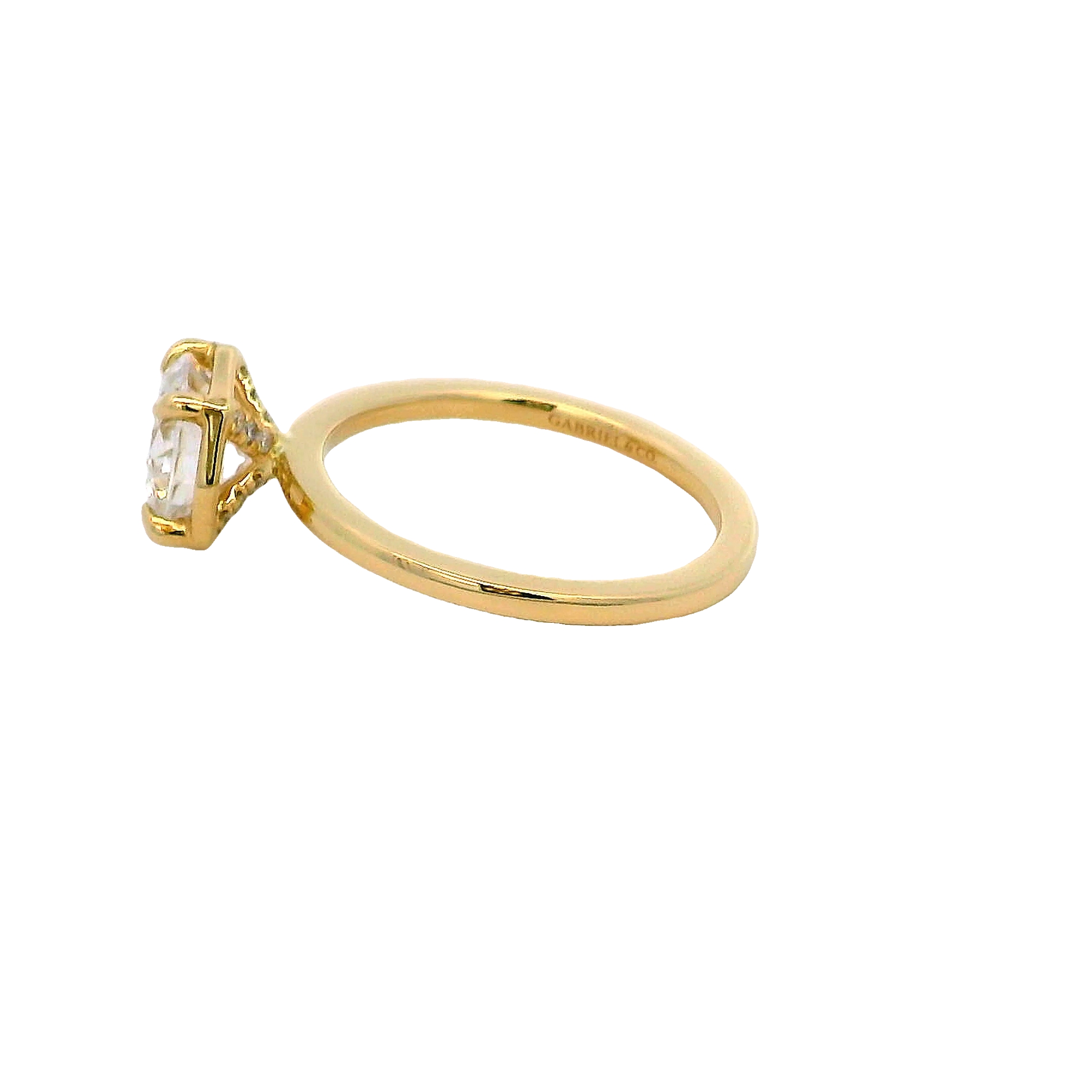 Lady's Yellow 14 Karat Solitaire Small Accents Ring Size 6.5 12 = 0.06tw Round Brilliant G Vs Diamonds