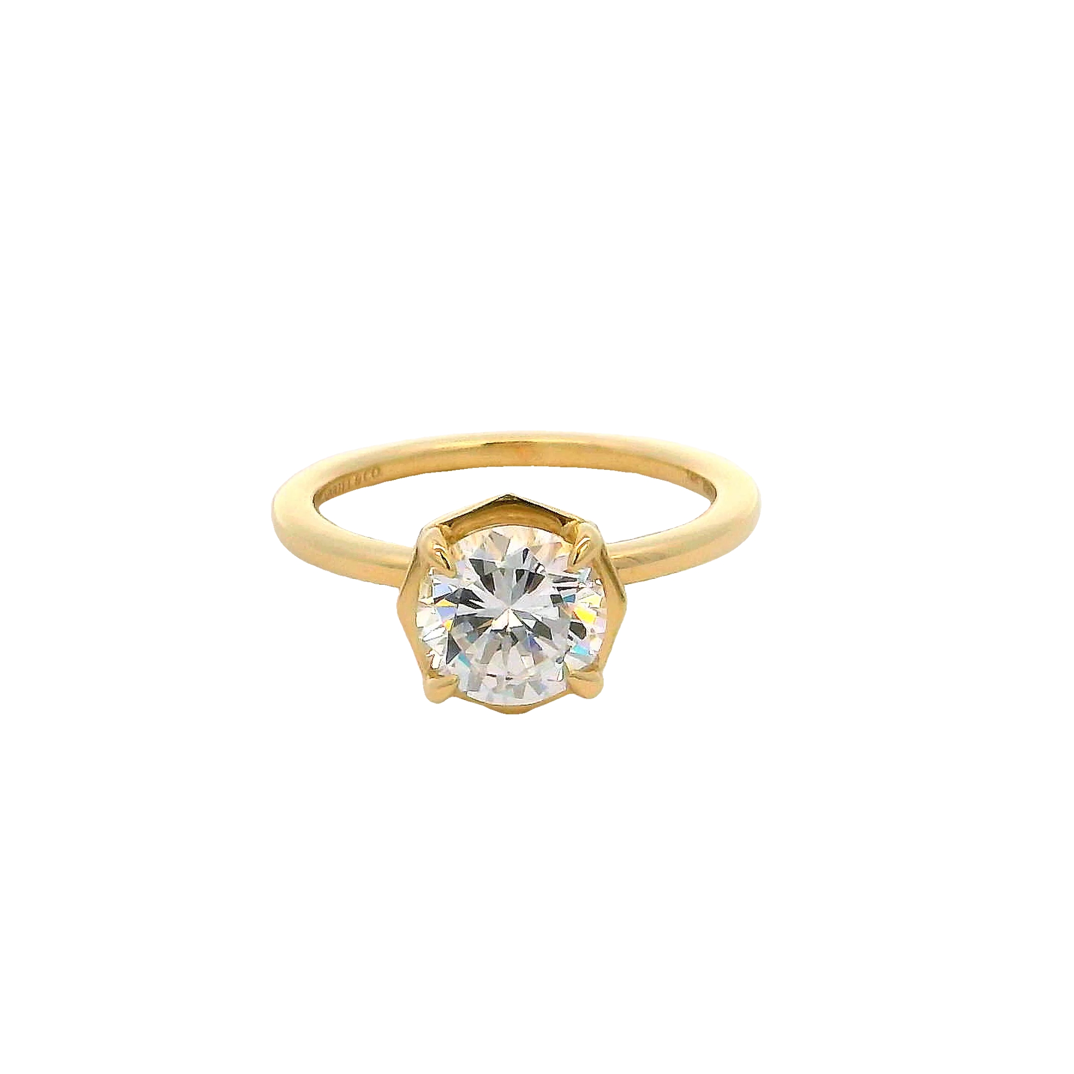 Lady's Yellow 14 Karat Solitaire Small Accents Ring Size 6.5 12 = 0.06tw Round Brilliant G Vs Diamonds