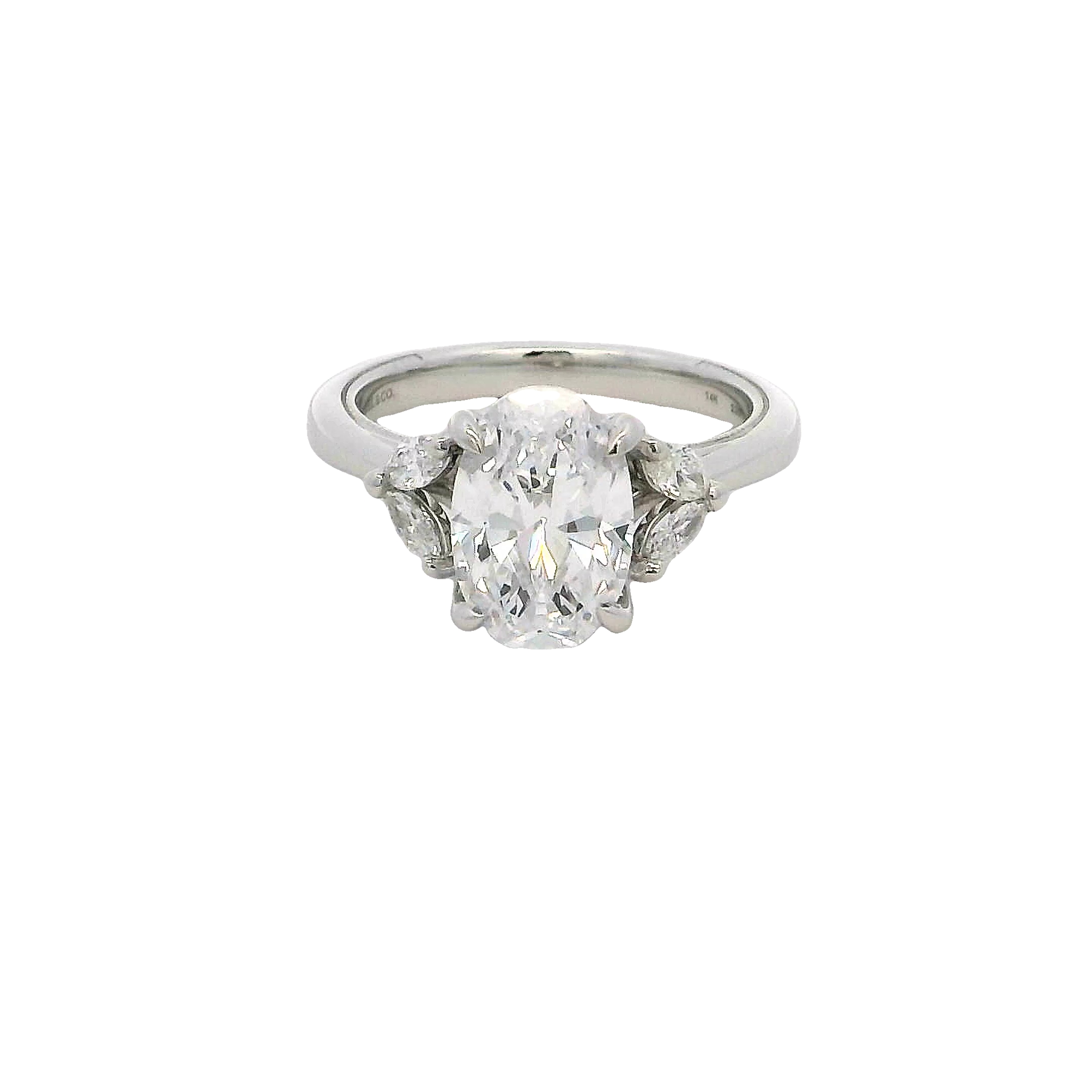 Lady's White 14 Karat Hidden Halo Ring Size 6.5 16 = 0.36tw Various Shapes G Vs Diamonds