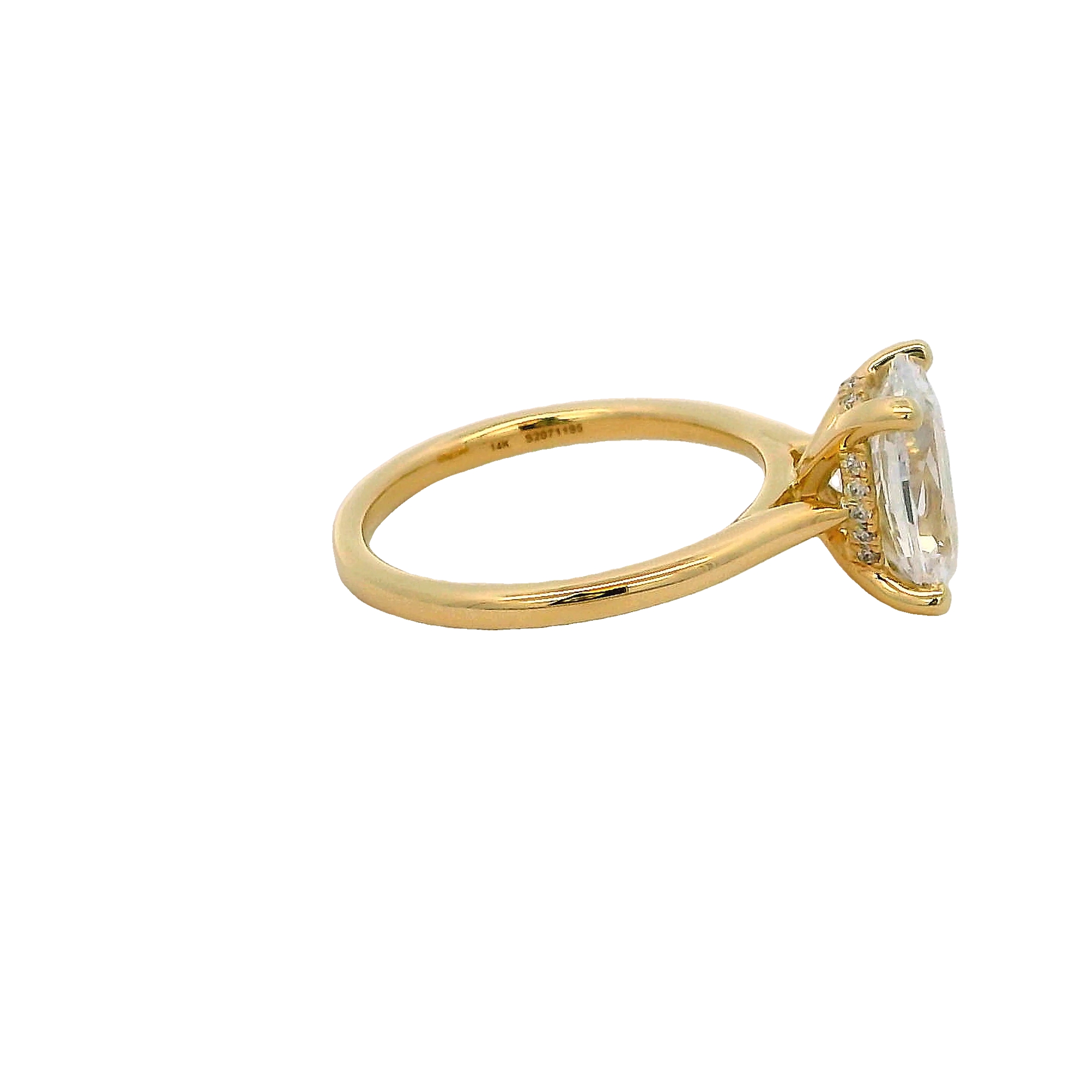 Lady's Yellow 14 Karat Hidden Halo Ring Size 6.5 16 = 0.06tw Round Brilliant G Vs Diamonds