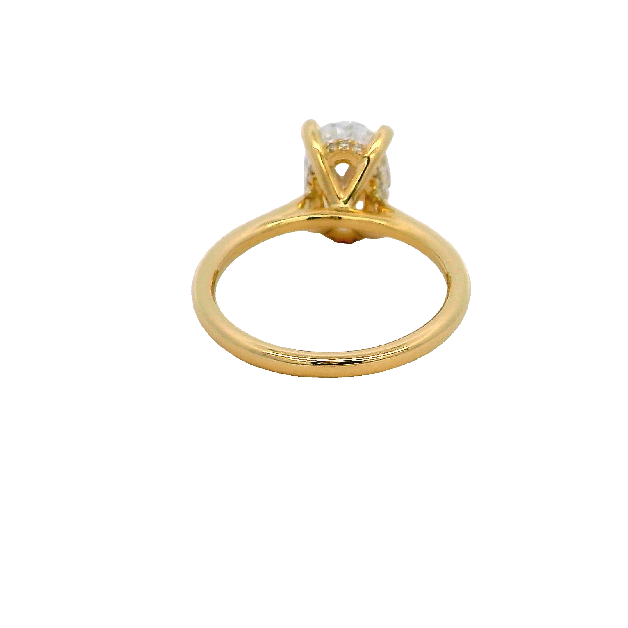 Lady's Yellow 14 Karat Hidden Halo Ring Size 6.5 16 = 0.06tw Round Brilliant G Vs Diamonds