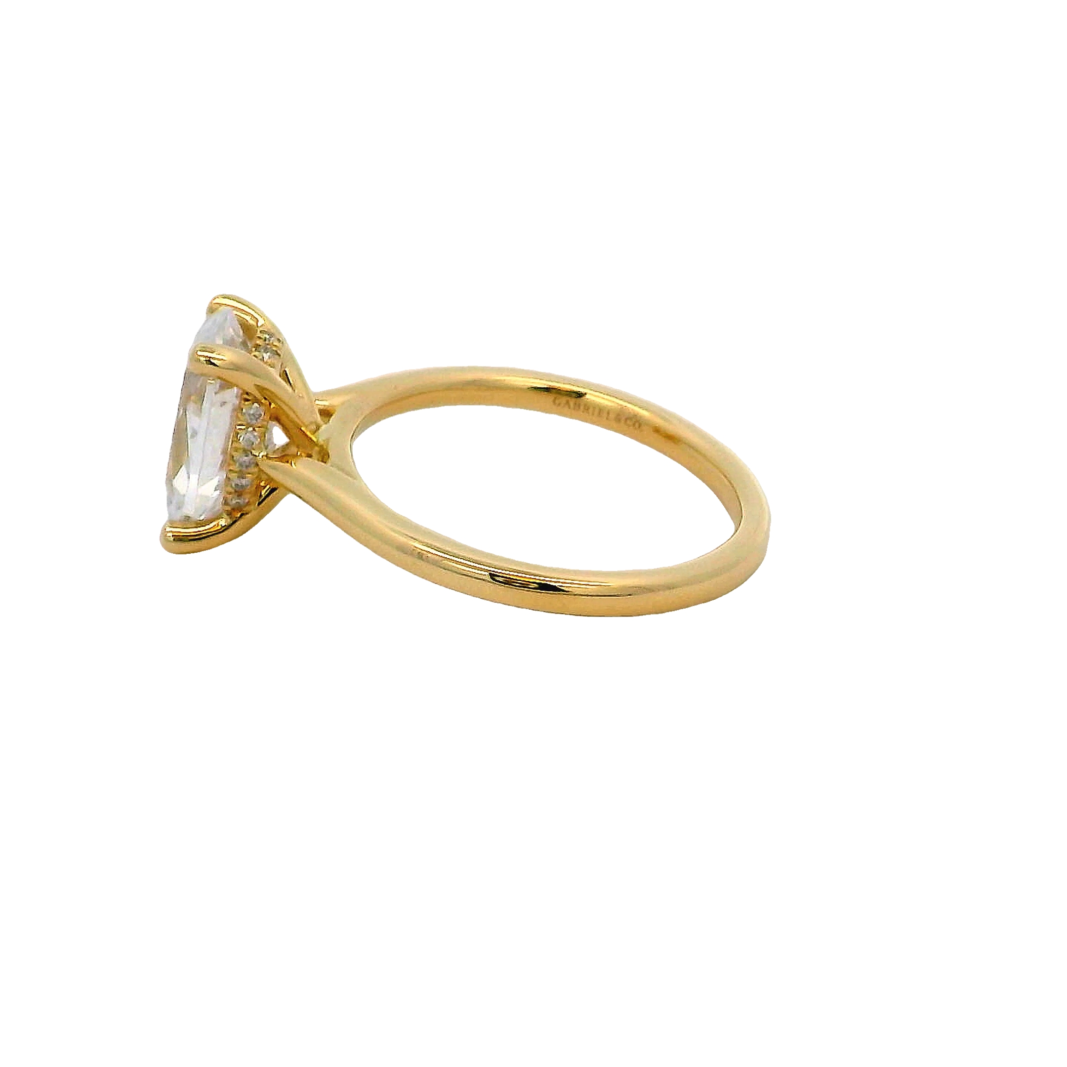 Lady's Yellow 14 Karat Hidden Halo Ring Size 6.5 16 = 0.06tw Round Brilliant G Vs Diamonds