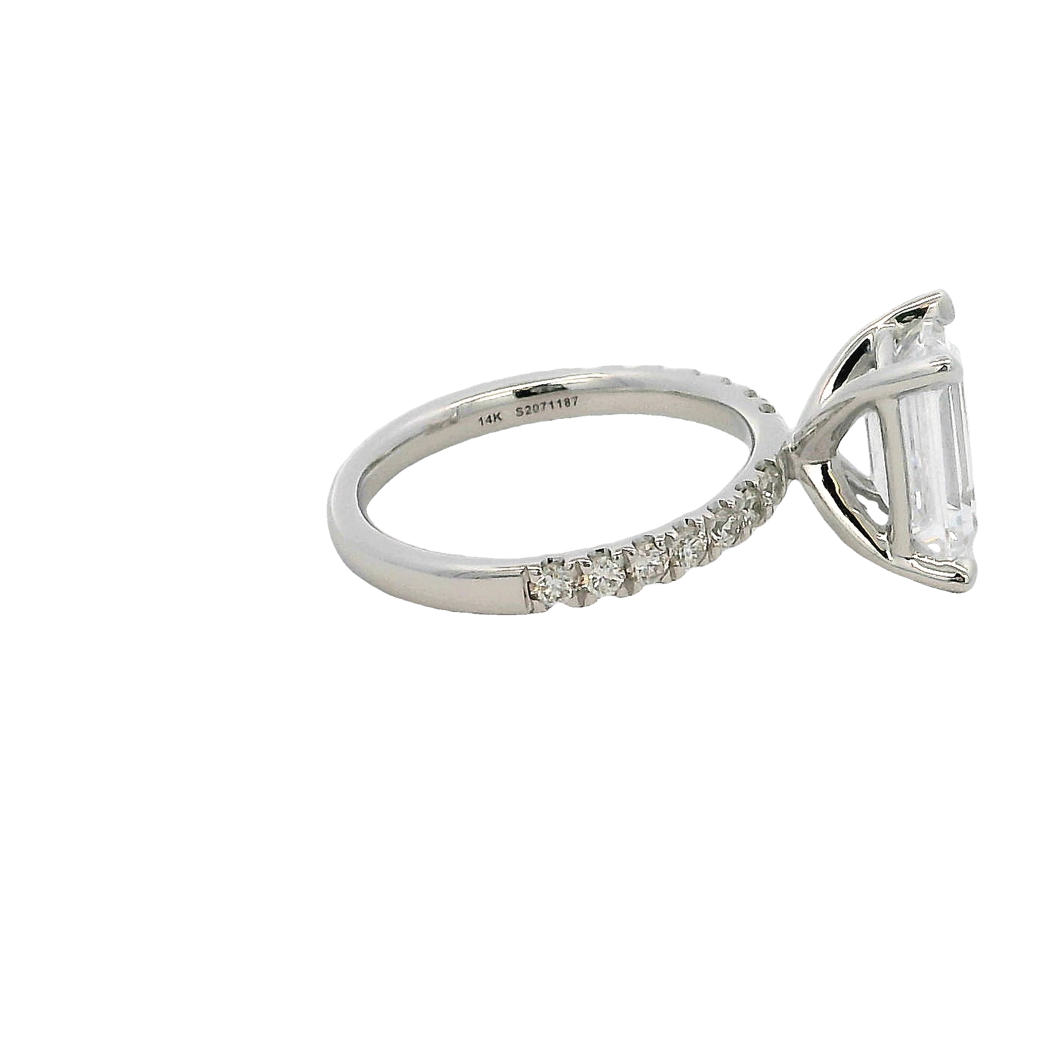 Lady's White 14 Karat Prong/classic/pave Ring Size 6.5 14 = 0.35tw Round Brilliant G Vs Diamonds