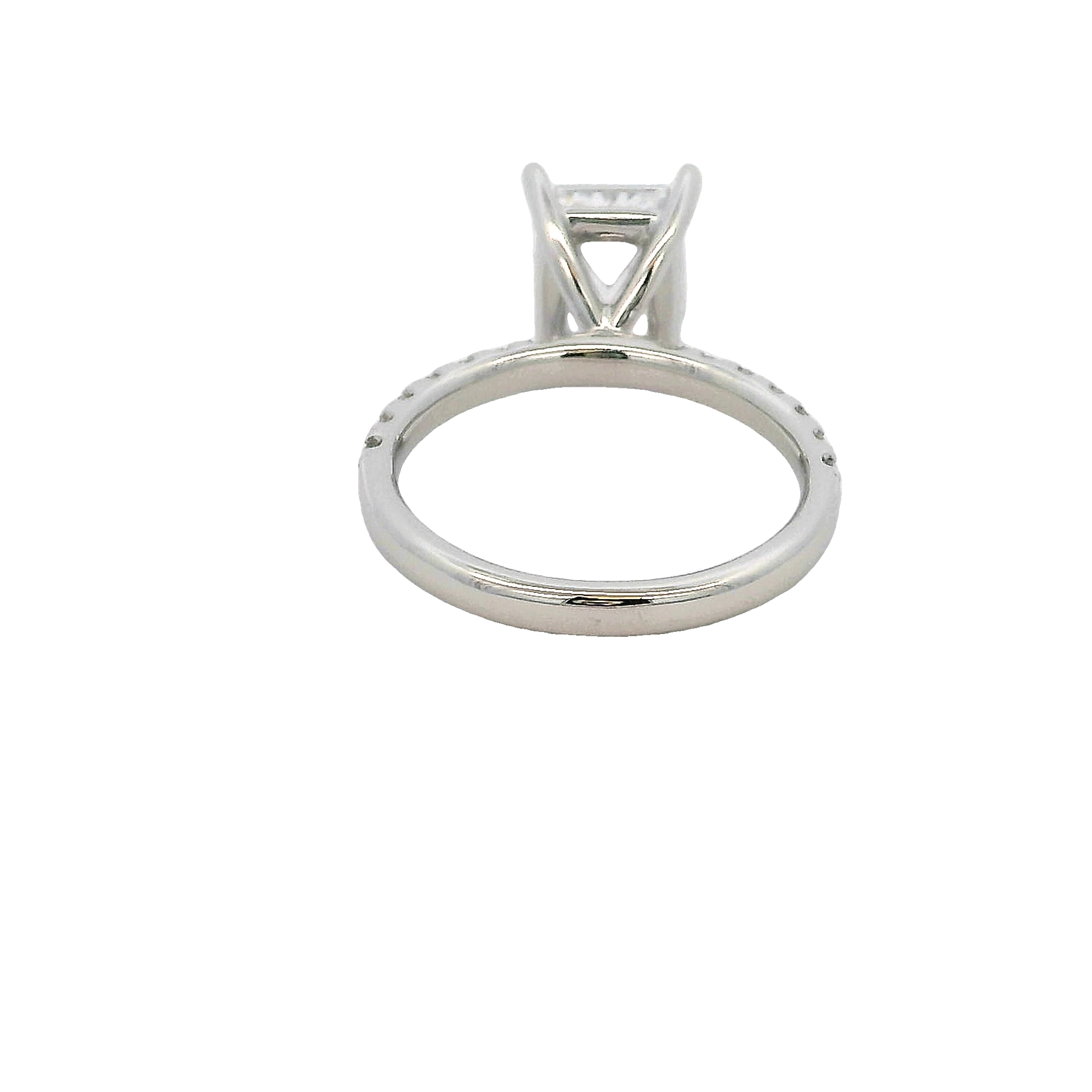 Lady's White 14 Karat Prong/classic/pave Ring Size 6.5 14 = 0.35tw Round Brilliant G Vs Diamonds