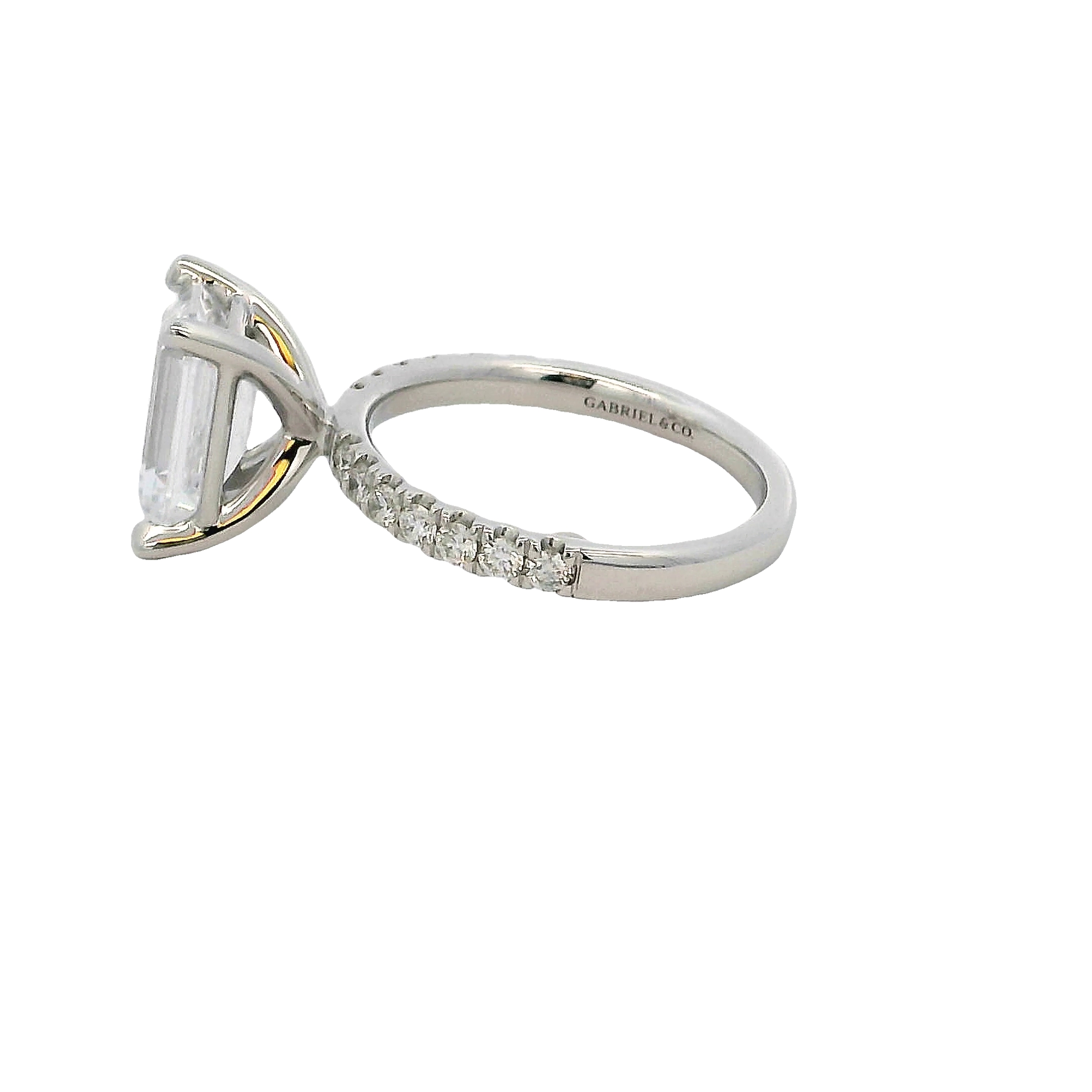 Lady's White 14 Karat Prong/classic/pave Ring Size 6.5 14 = 0.35tw Round Brilliant G Vs Diamonds