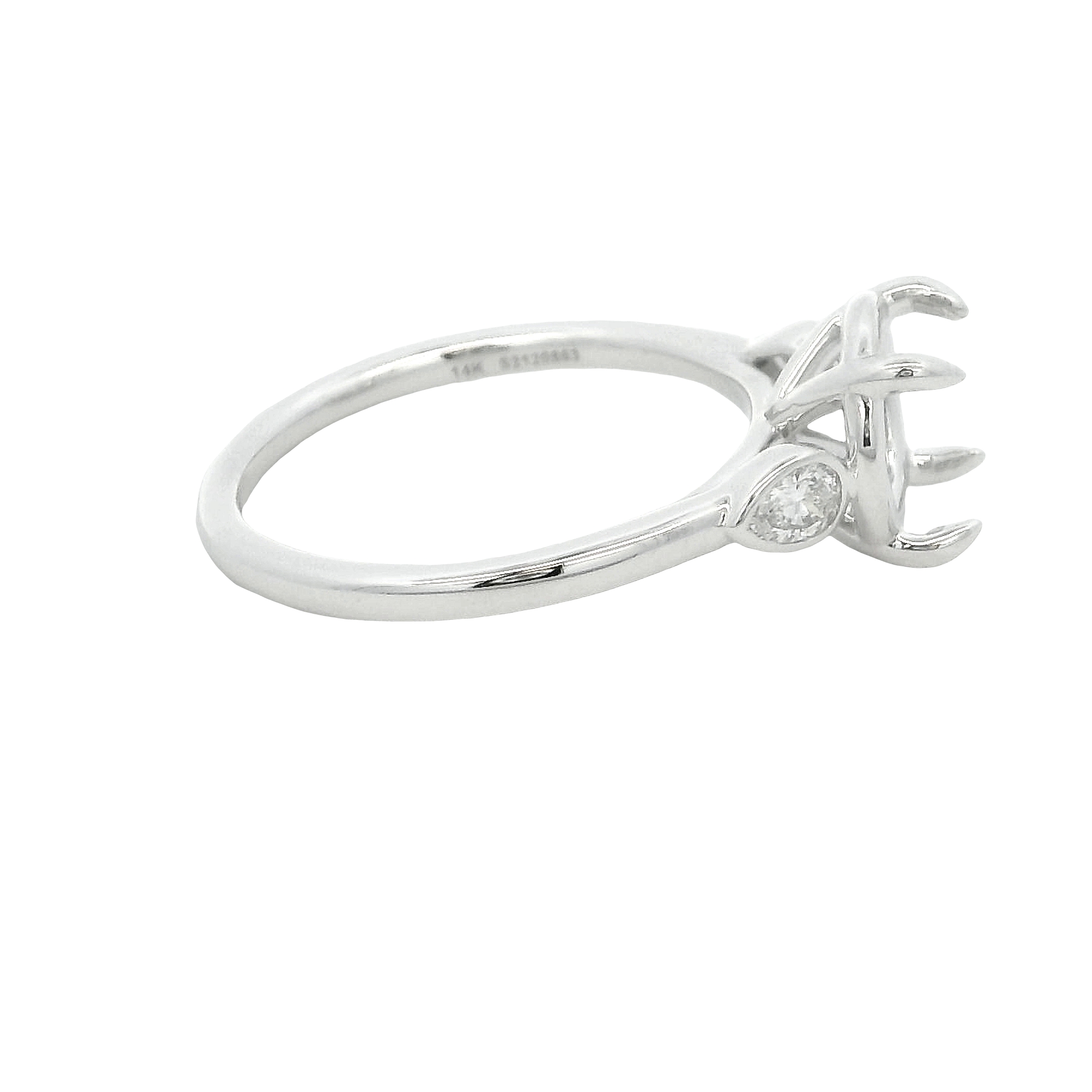 14k White Gold Three Stone Diamond Engagement Ring
