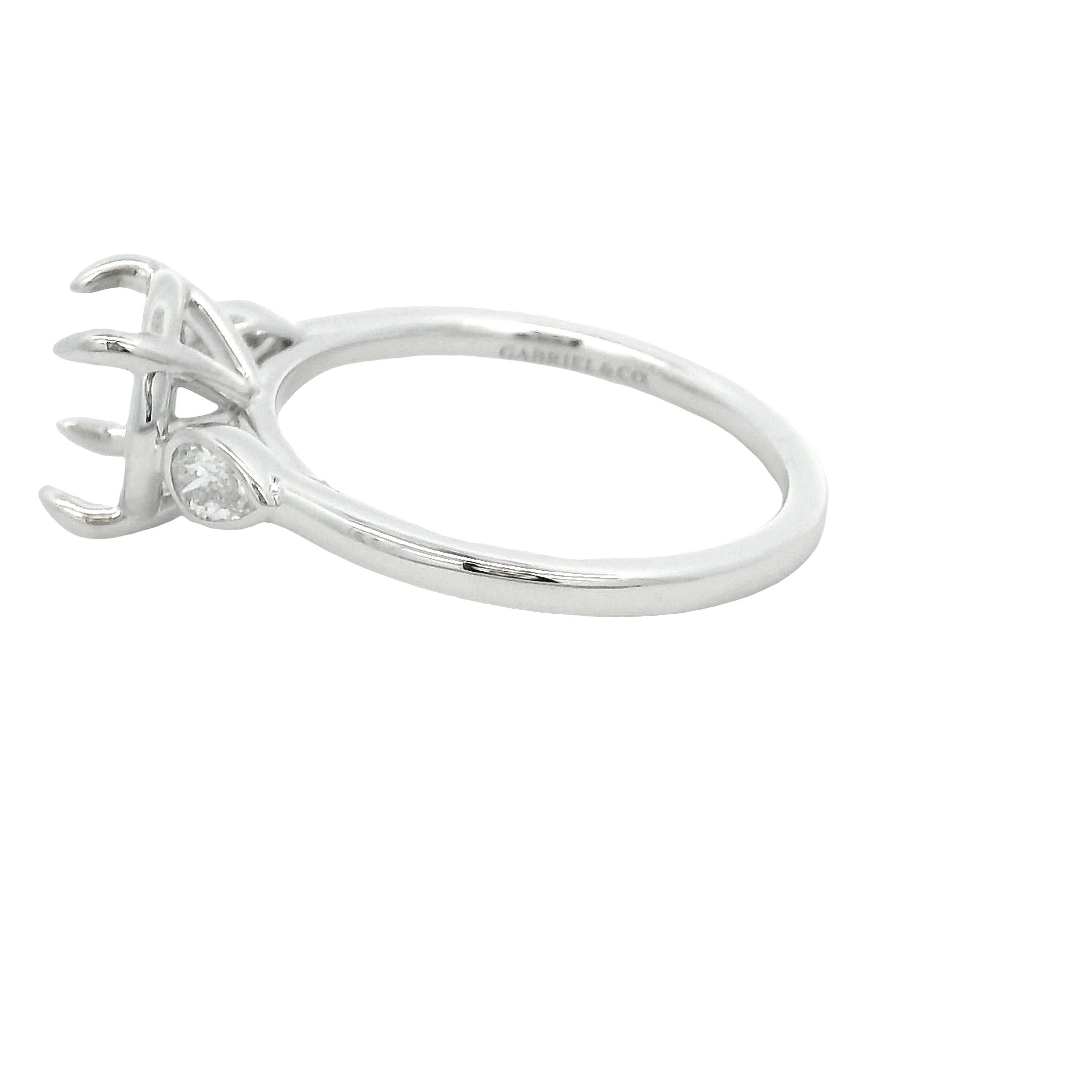 14k White Gold Three Stone Diamond Engagement Ring