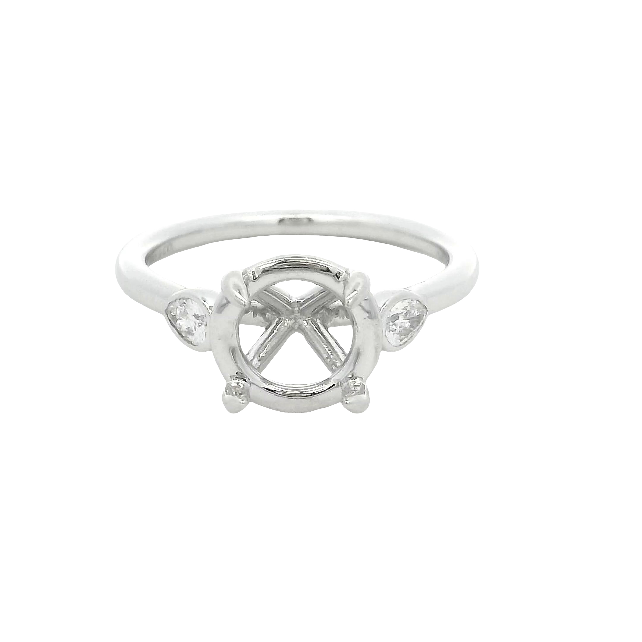 14k White Gold Three Stone Diamond Engagement Ring