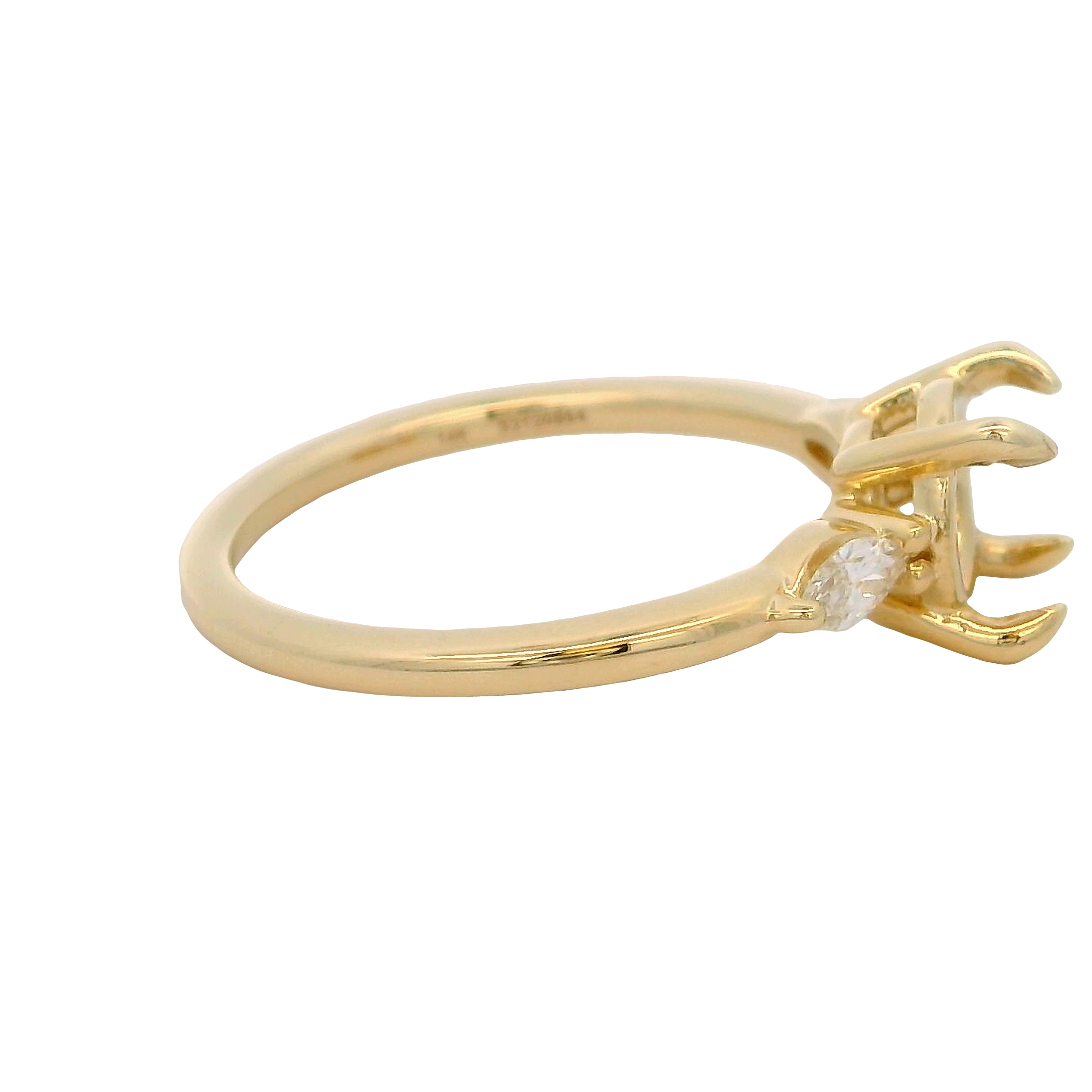 14k Yellow Gold Three Stone Diamond Engagement Ring