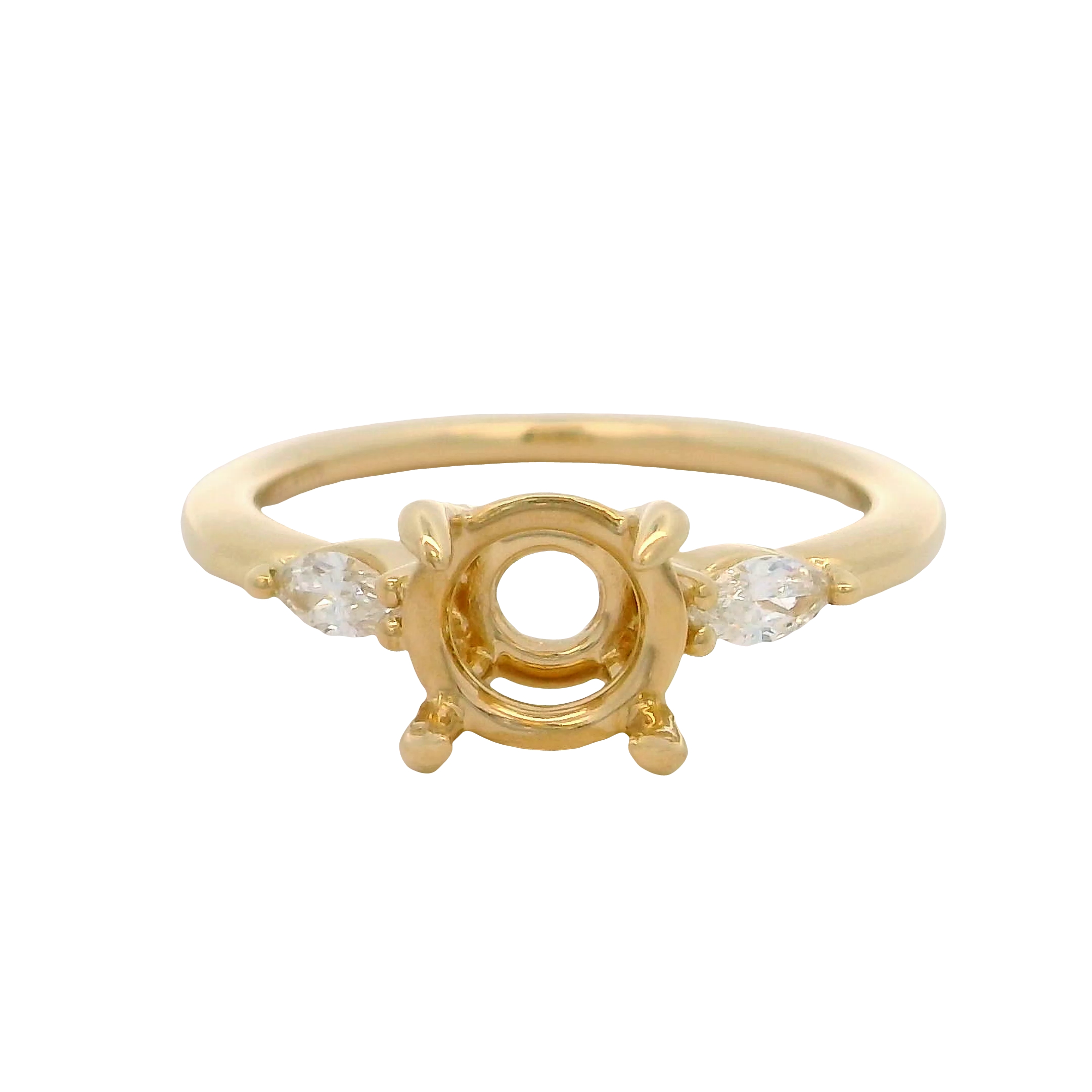 14k Yellow Gold Three Stone Diamond Engagement Ring