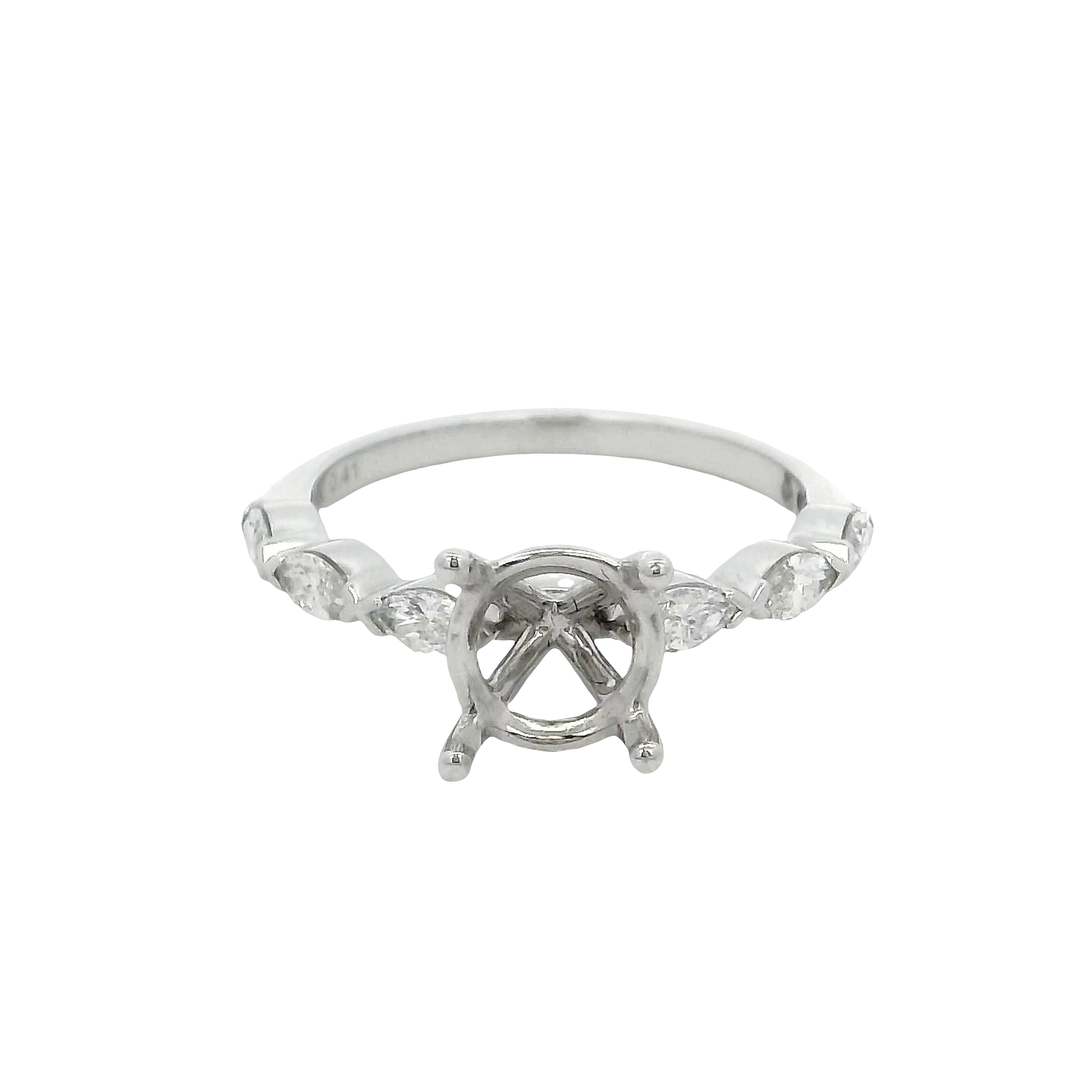 14k White Gold Vintage Inspired Diamond Engagement Ring