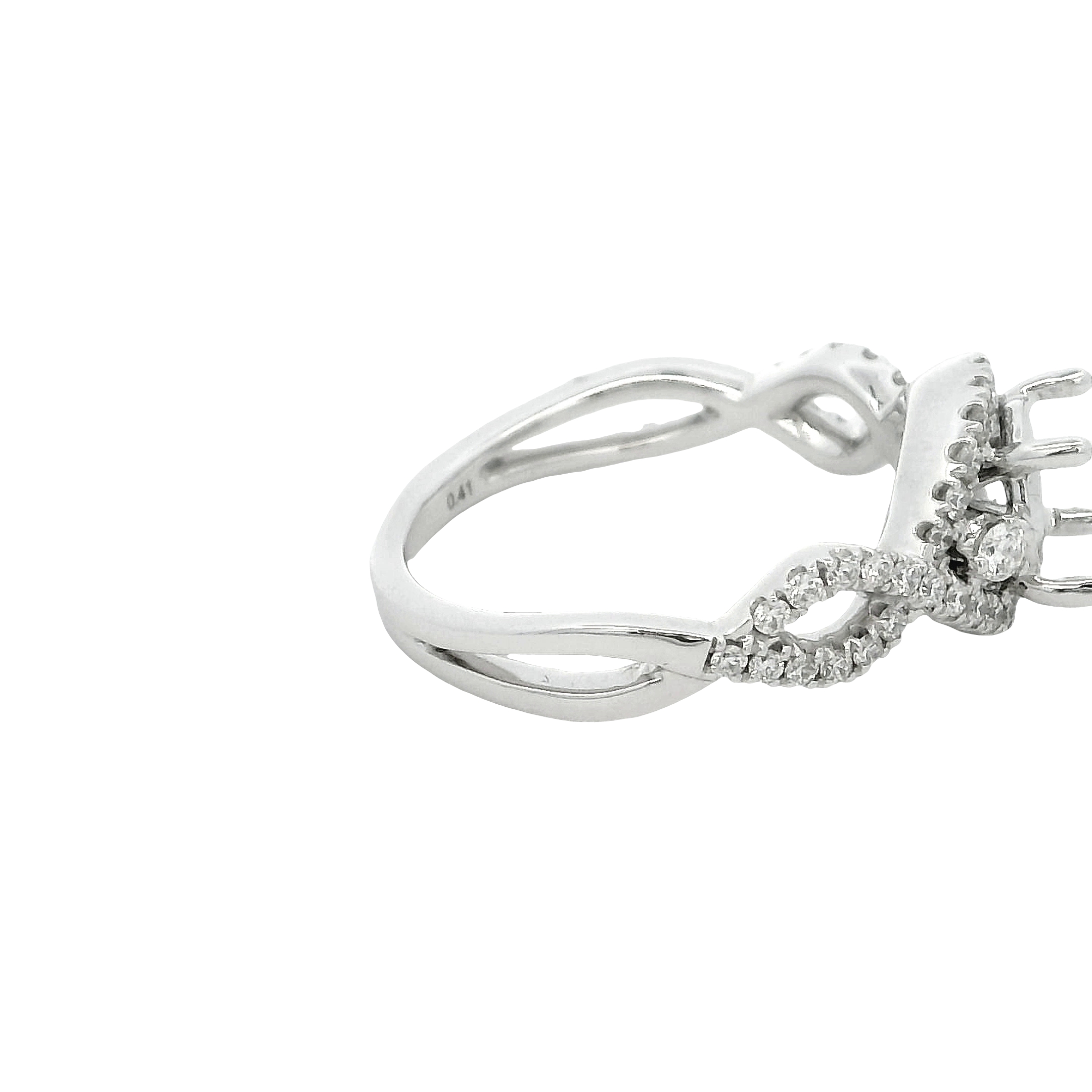 18k White Gold Infinity Twist Diamond Engagement Ring