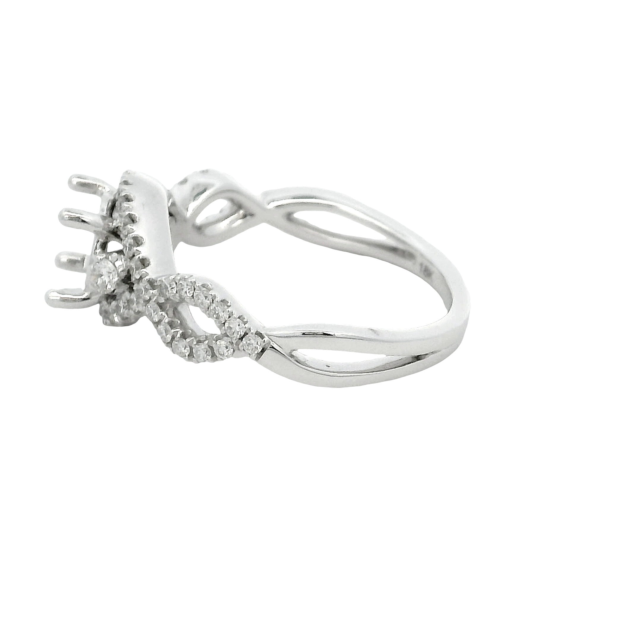 18k White Gold Infinity Twist Diamond Engagement Ring