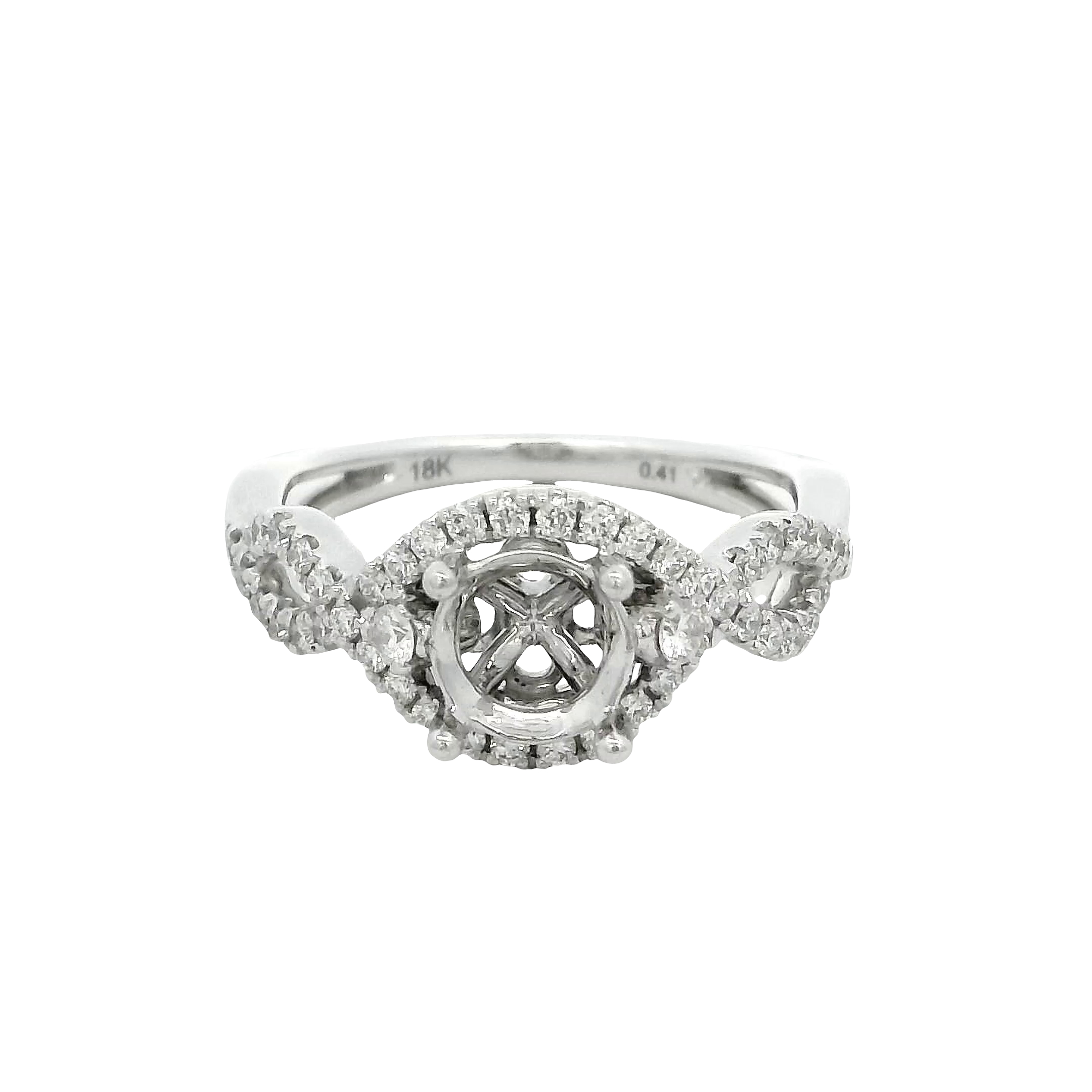18k White Gold Infinity Twist Diamond Engagement Ring