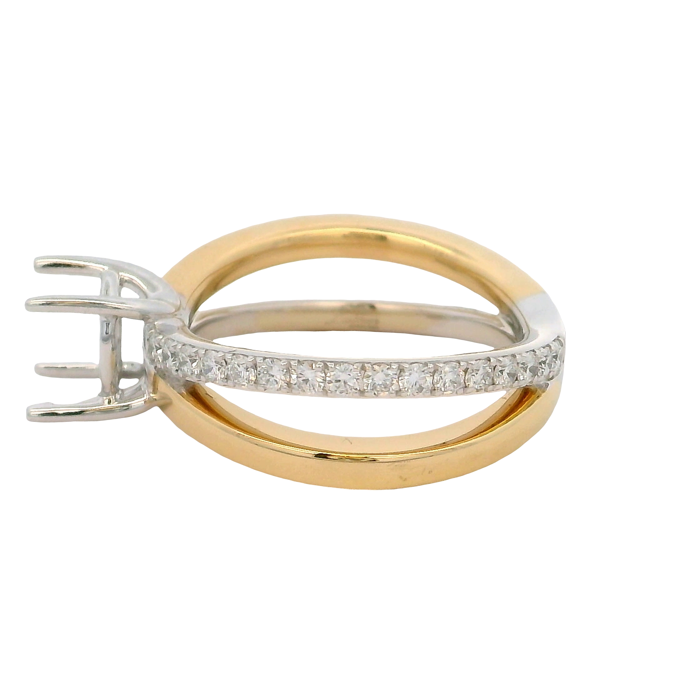 14k White Gold Contemporary Diamond Engagement Ring