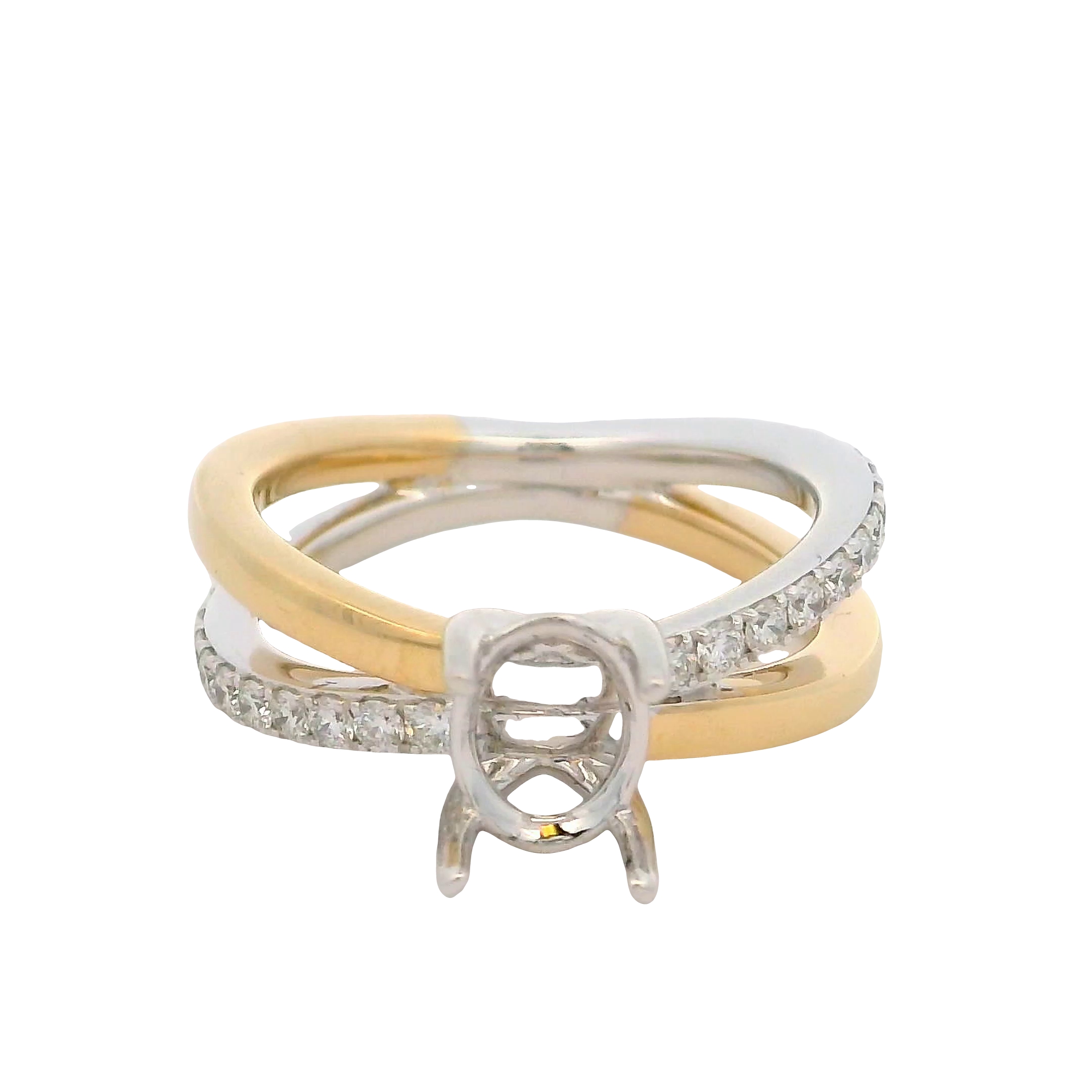 14k White Gold Contemporary Diamond Engagement Ring