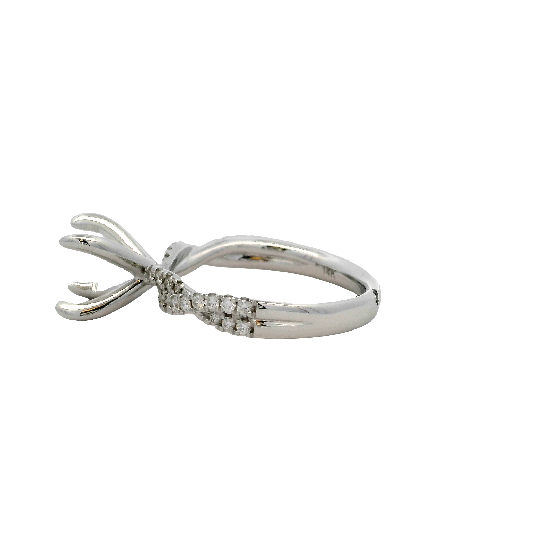 14k White Gold Diamond Twist Engagement Ring