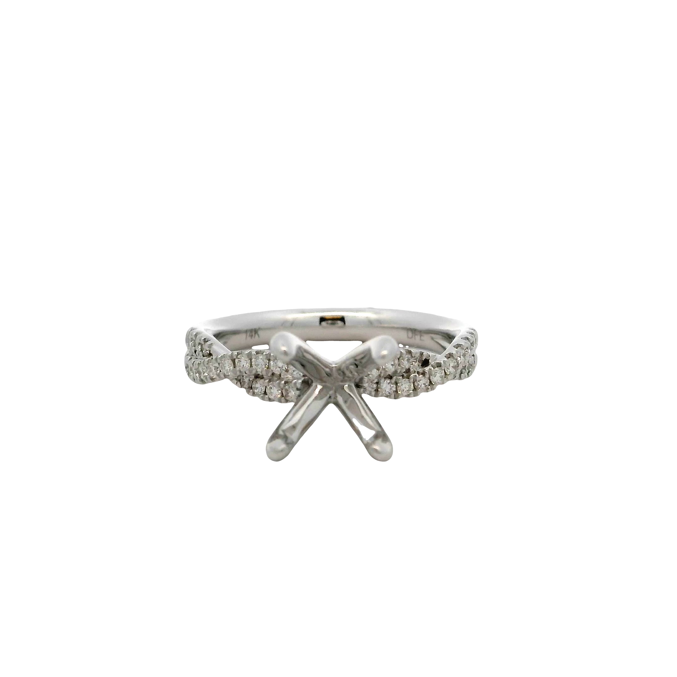 14k White Gold Diamond Twist Engagement Ring