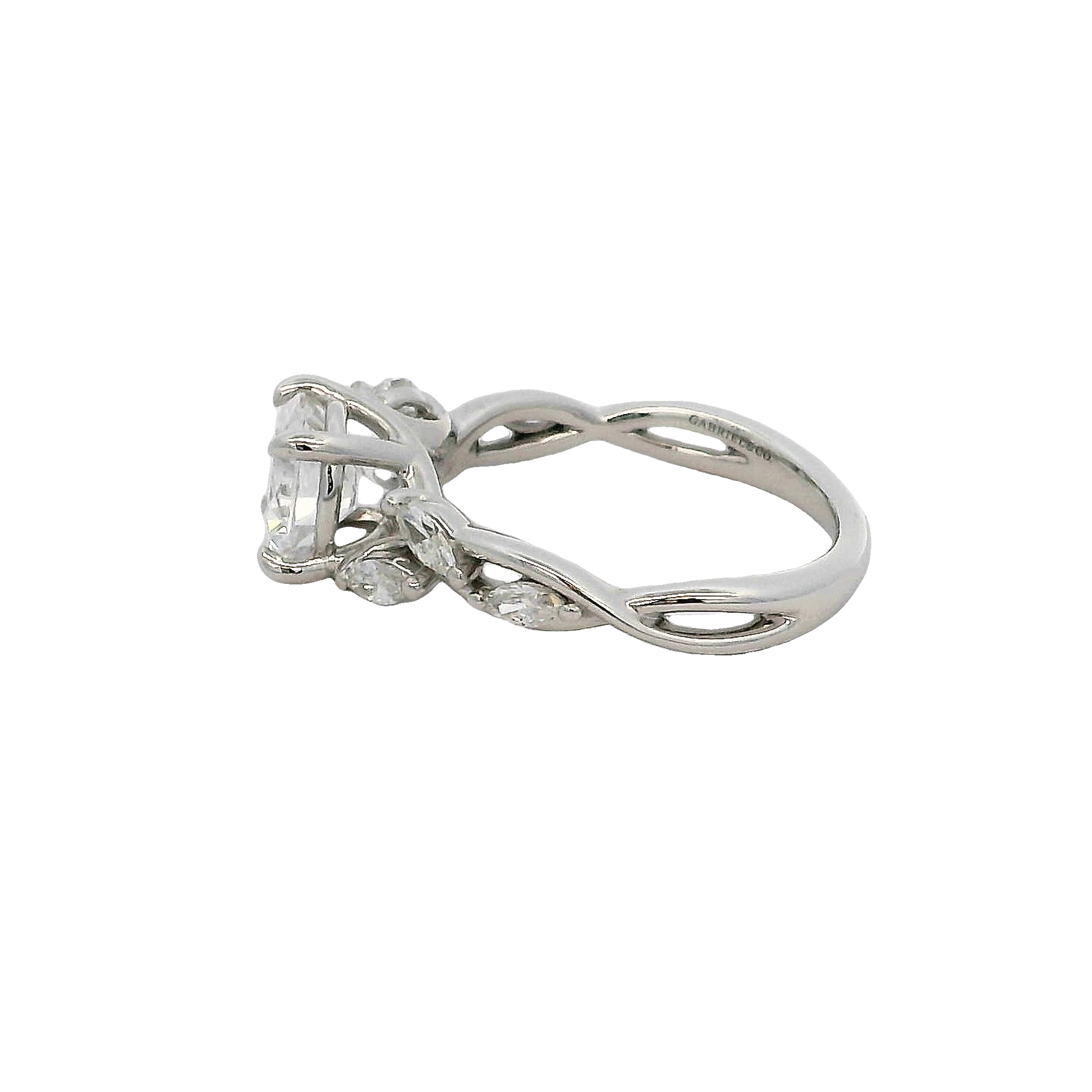 14k White Gold Twist Diamond Engagement Ring