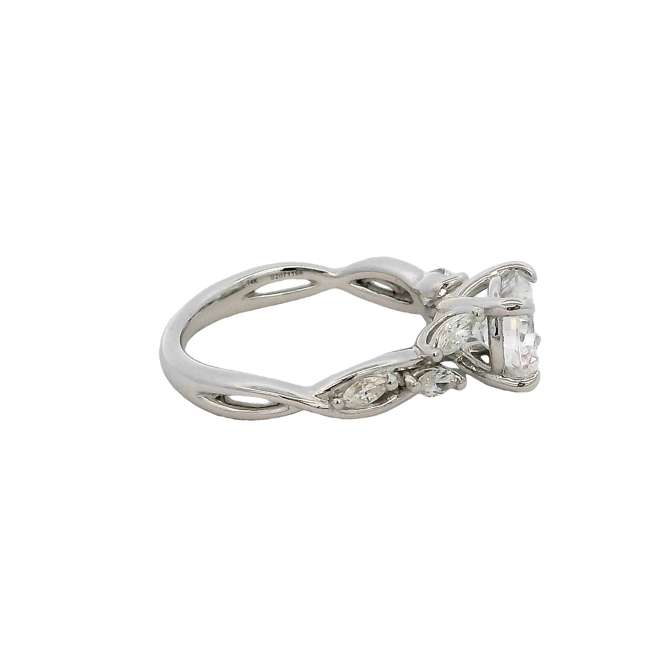 14k White Gold Twist Diamond Engagement Ring