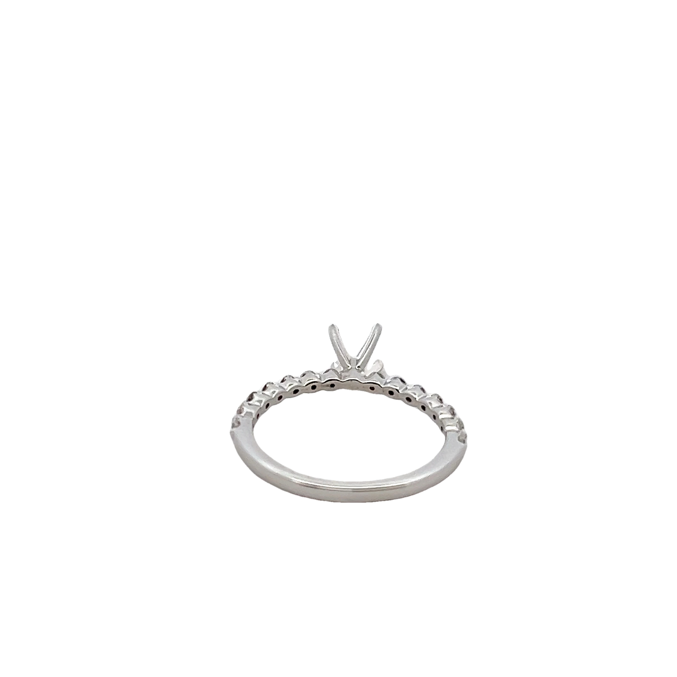 14k White Gold Shared Prong Semi Mount Ring