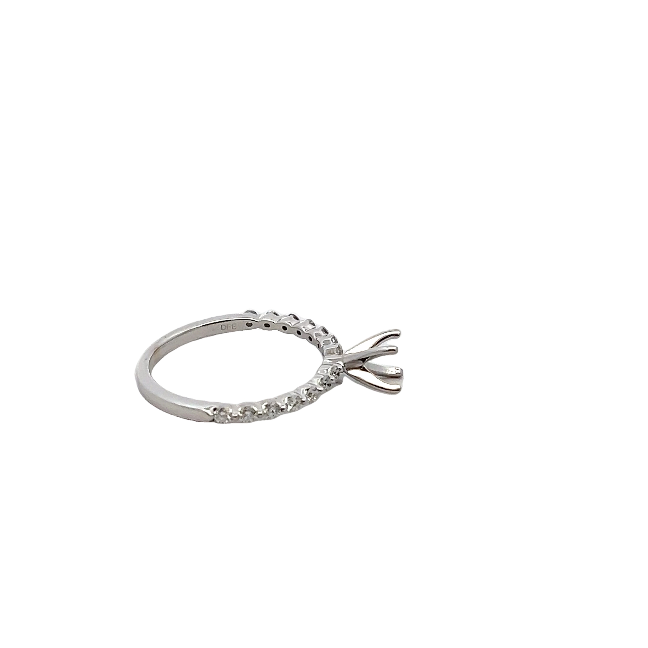 14k White Gold Shared Prong Semi Mount Ring
